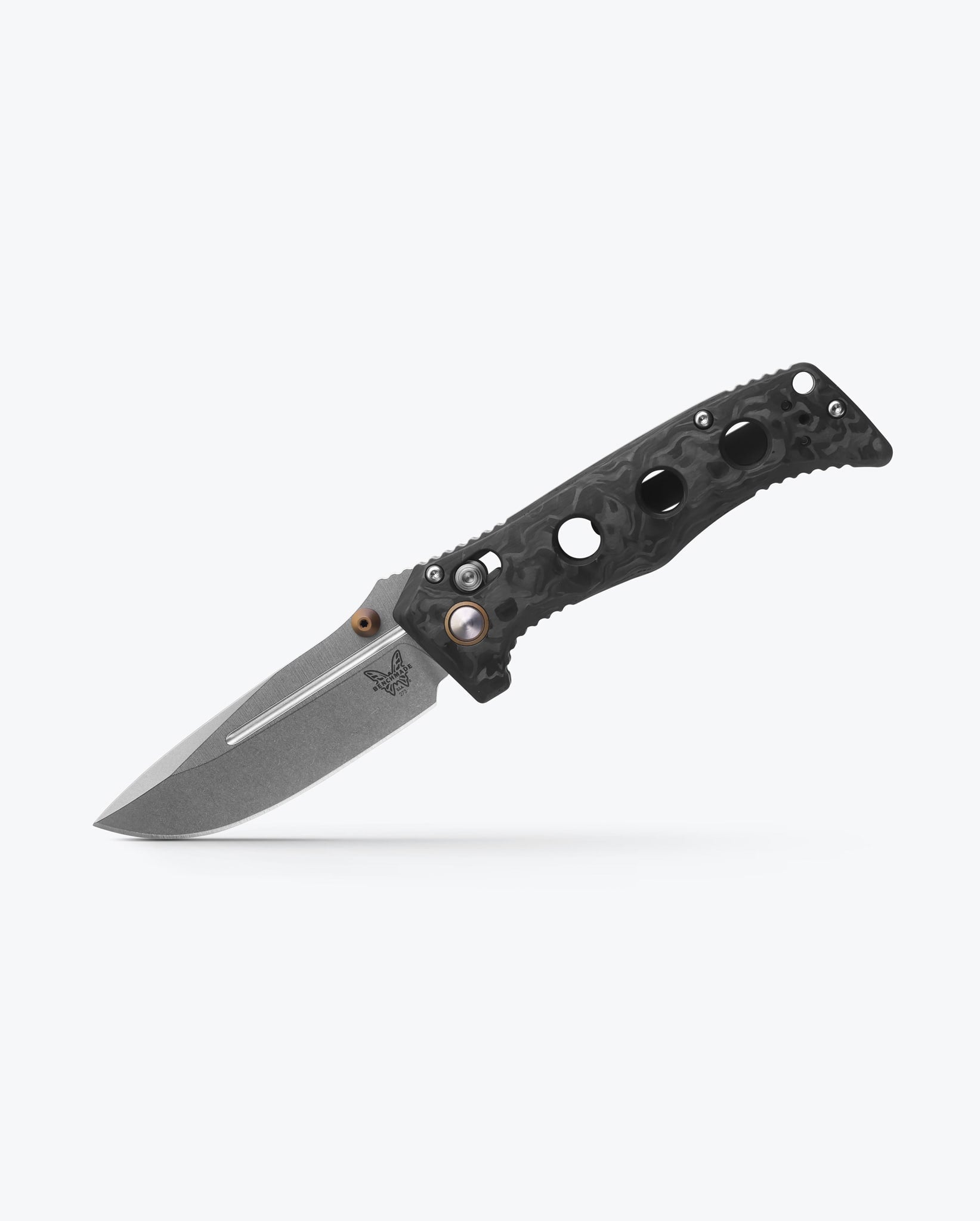 Benchmade 273-03 Mini Adamas blade detail, satin CPM-MagnaCut drop point