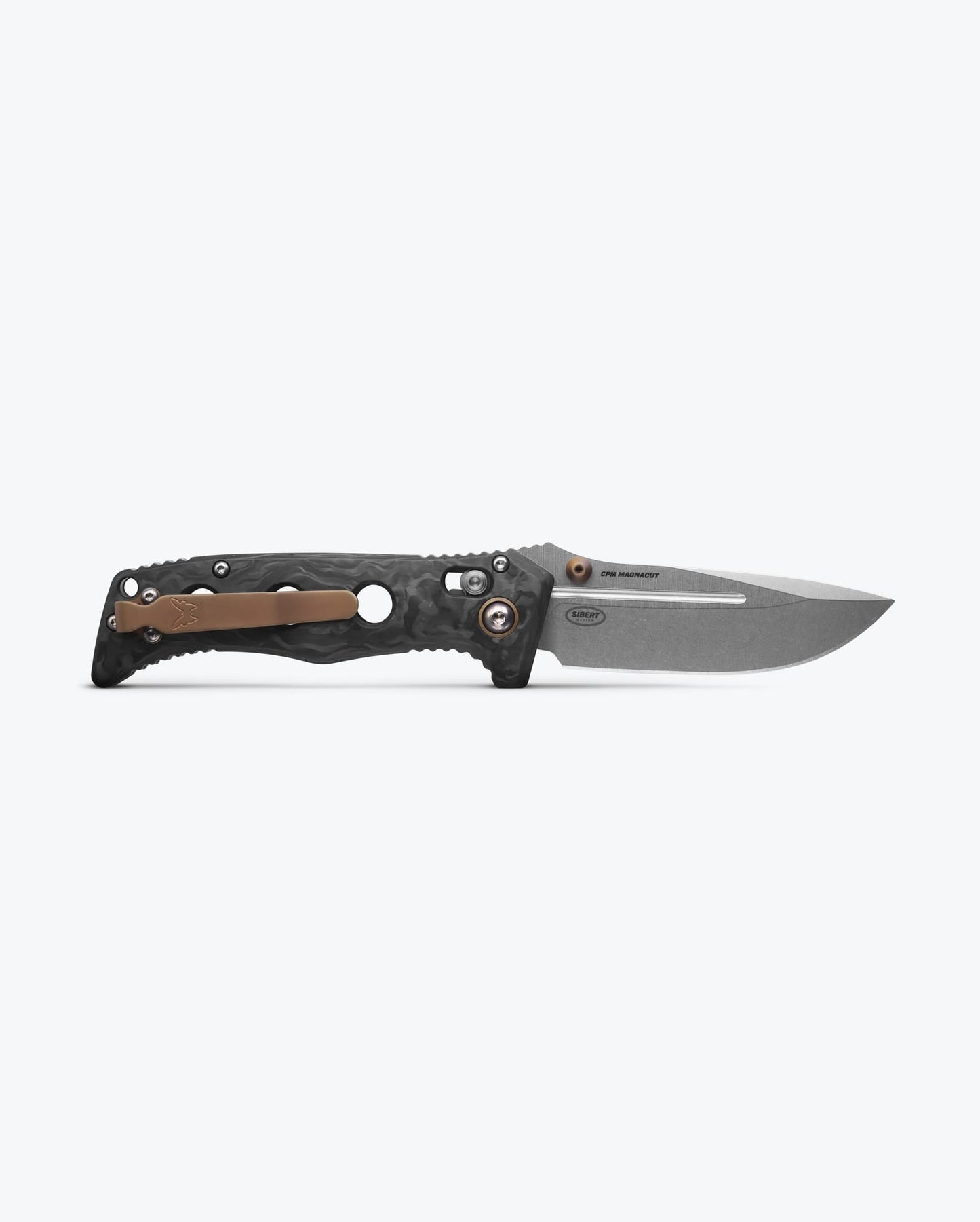 Benchmade 273-03 Mini Adamas open position showing CPM-MagnaCut drop point blade