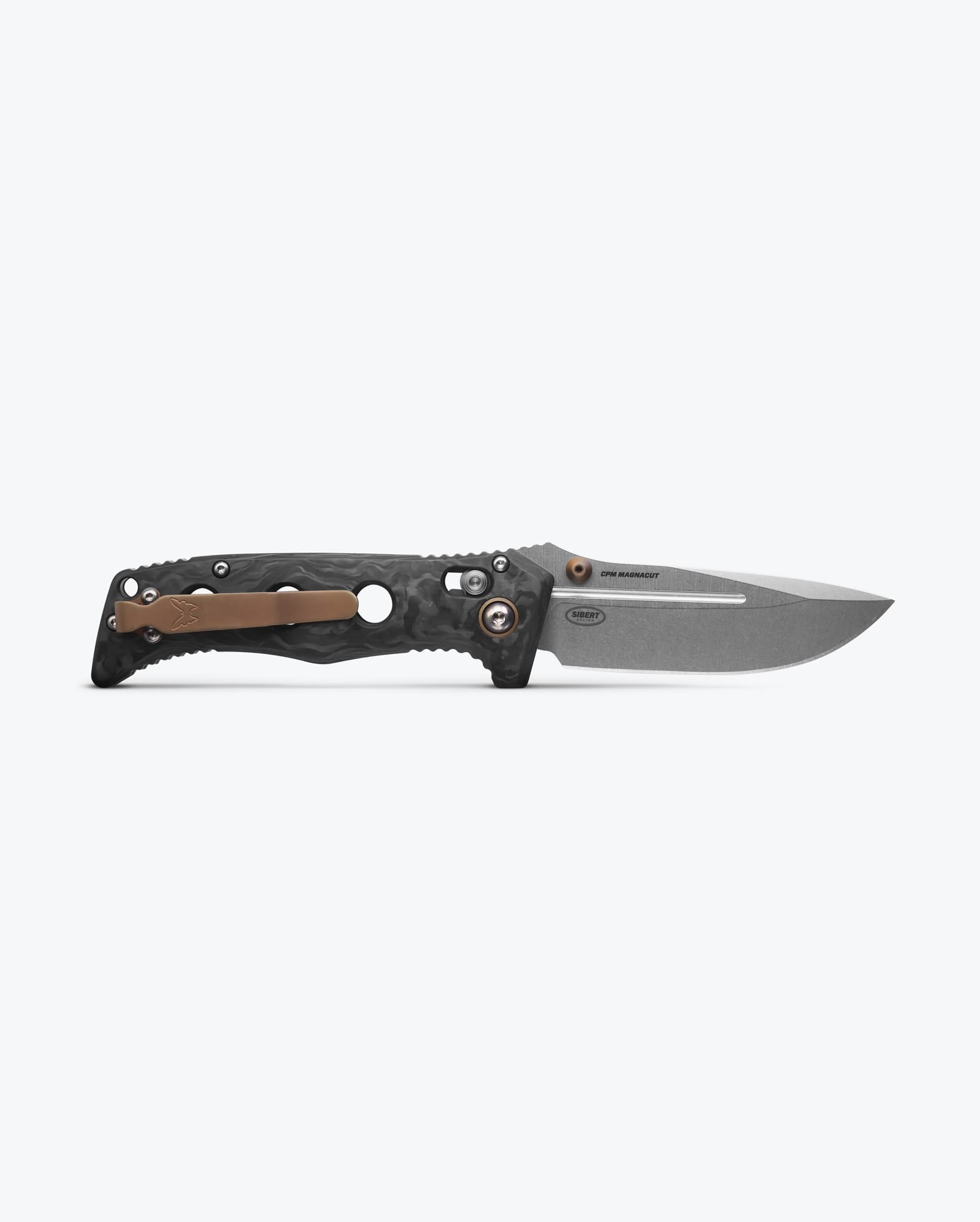 Benchmade 273-03 Mini Adamas open position showing CPM-MagnaCut drop point blade