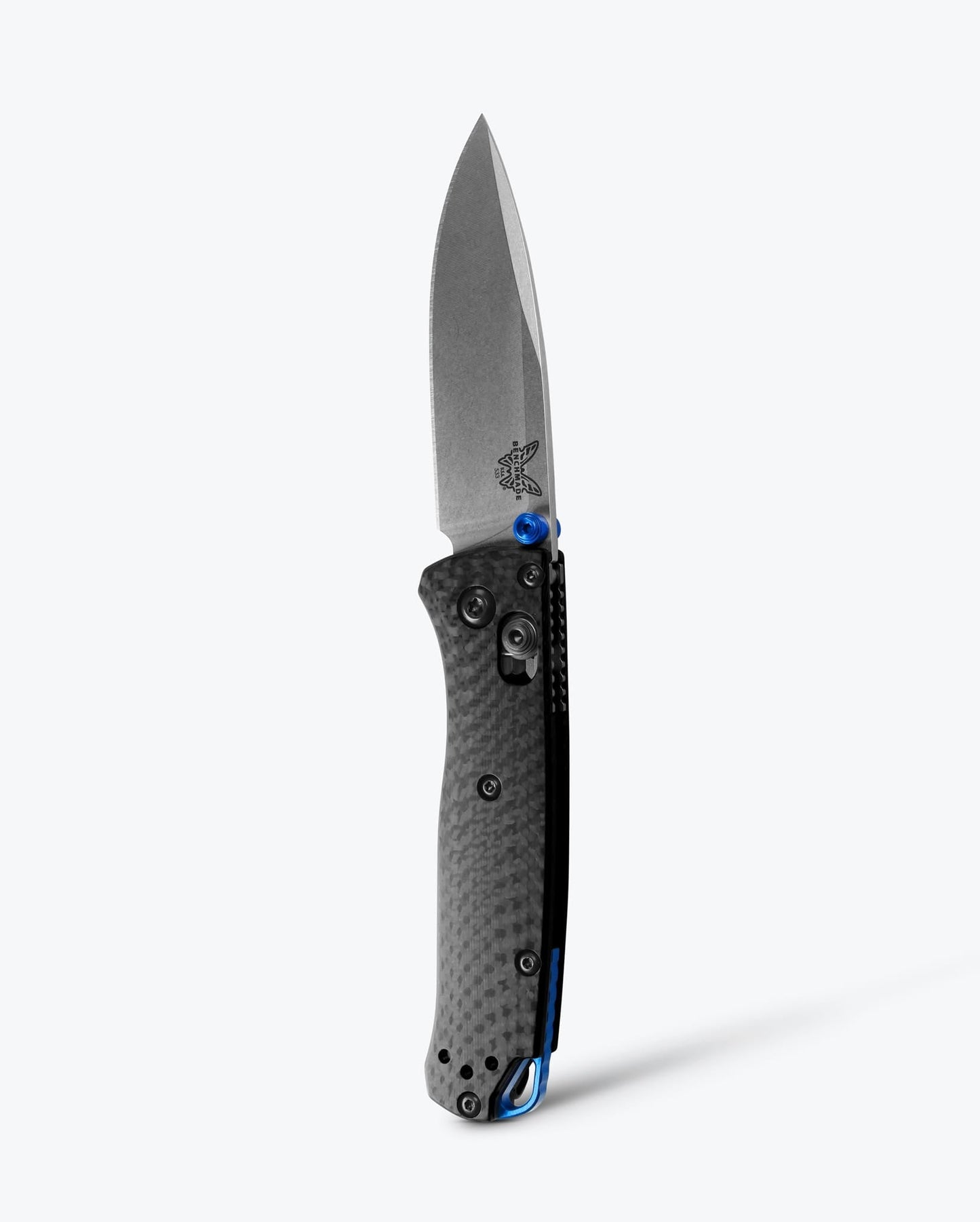 Benchmade Mini Bugout 533-3 front view, 2.82 inch satin CPM-S90V drop-point folding knife