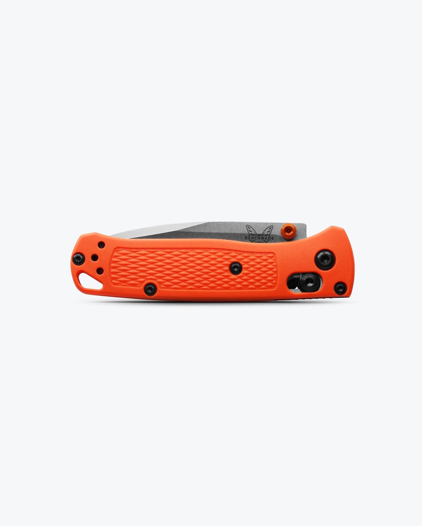 Benchmade Mini Bugout 533 closed view showing orange Grivory handle