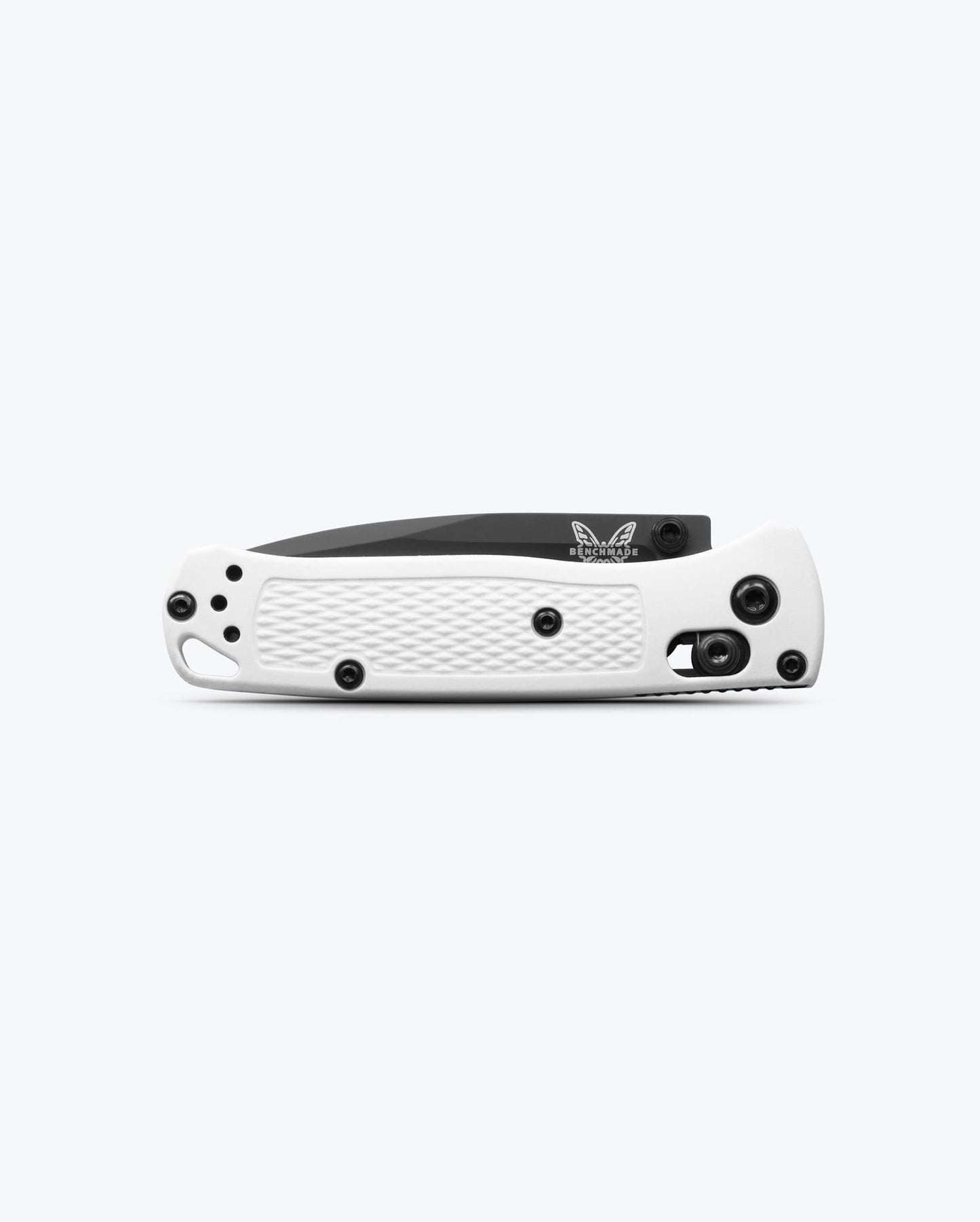 Benchmade Mini Bugout 533BK-1 closed view showing white Grivory handle