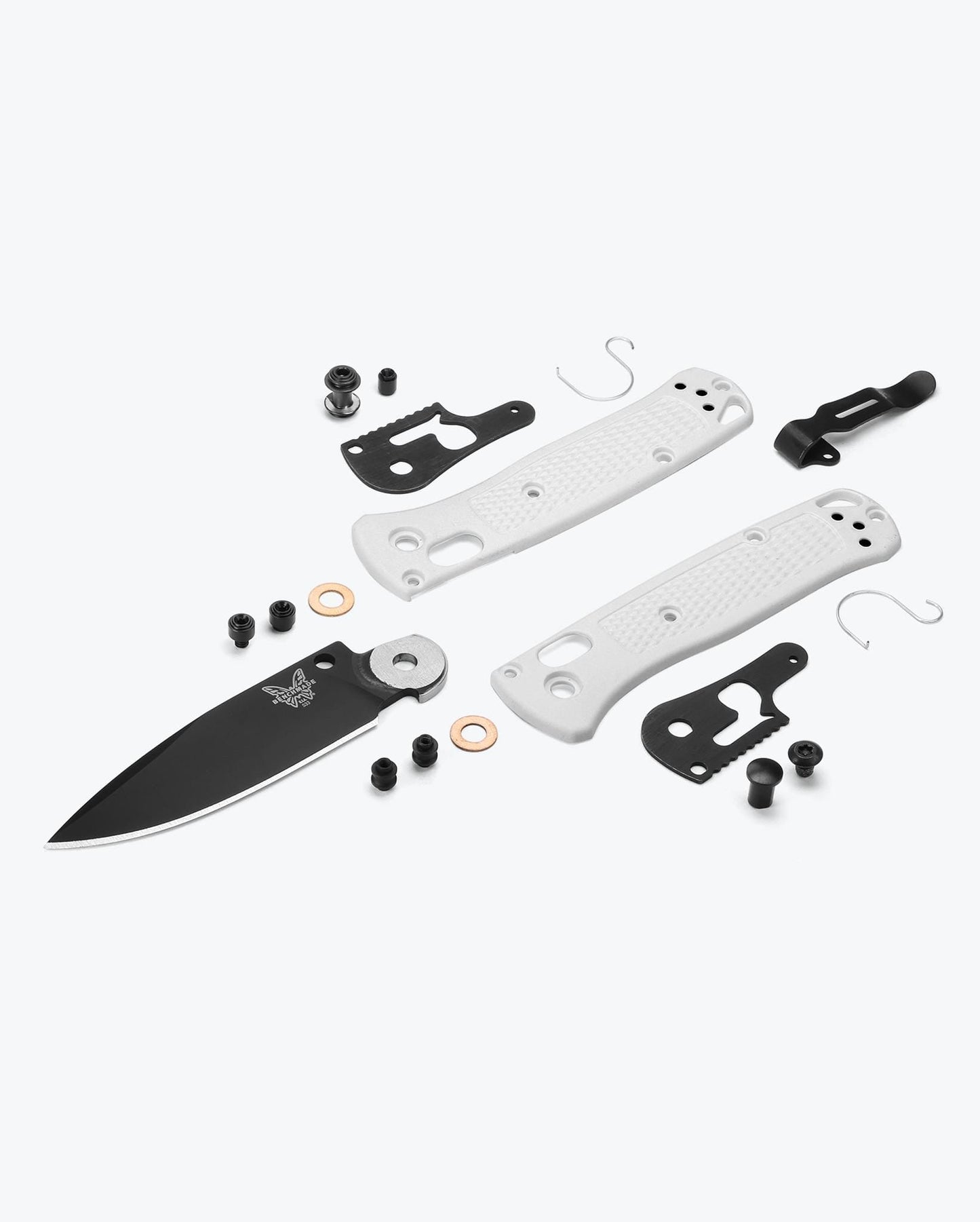 Benchmade Mini Bugout 533BK-1 white Grivory handle and component detail