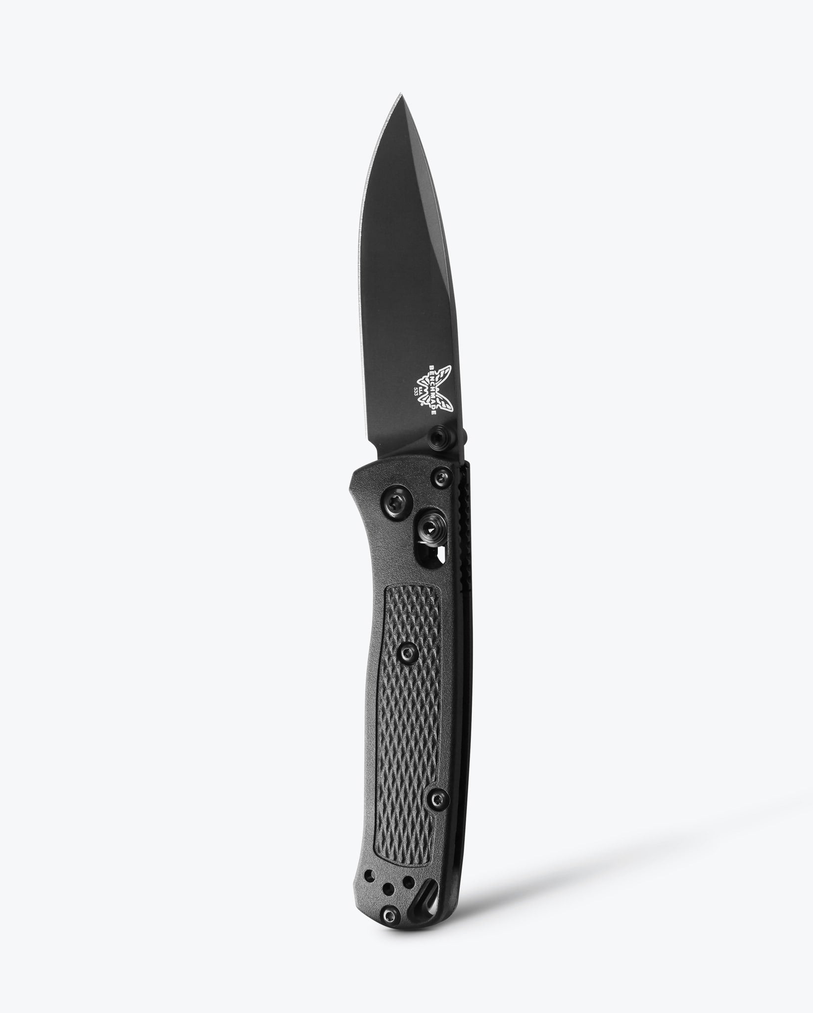 Benchmade Mini Bugout 533BK-2 front view, 2.82 inch black CPM-S30V drop-point folding knife