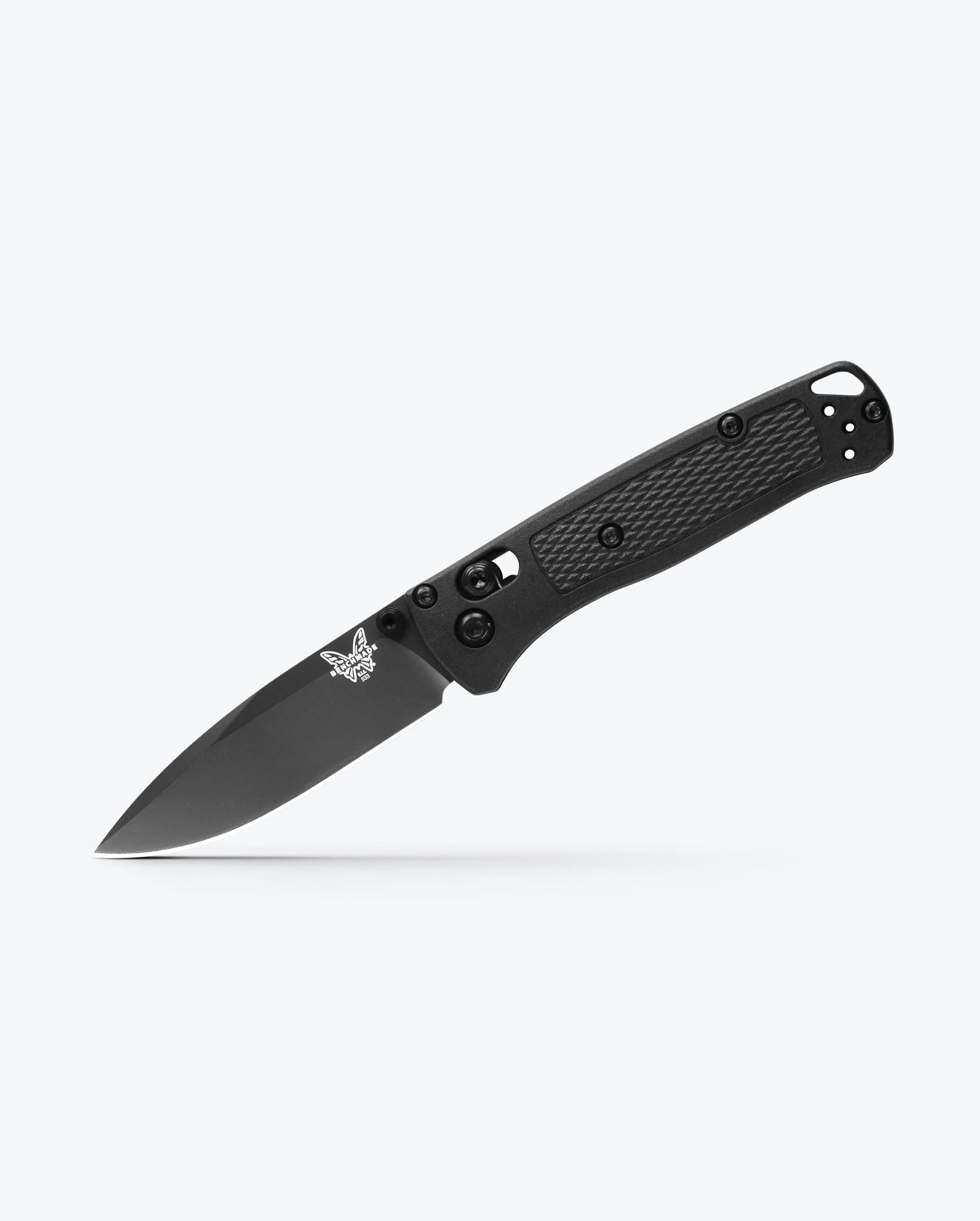Benchmade Mini Bugout 533BK-2 open position showing black CPM-S30V drop-point blade