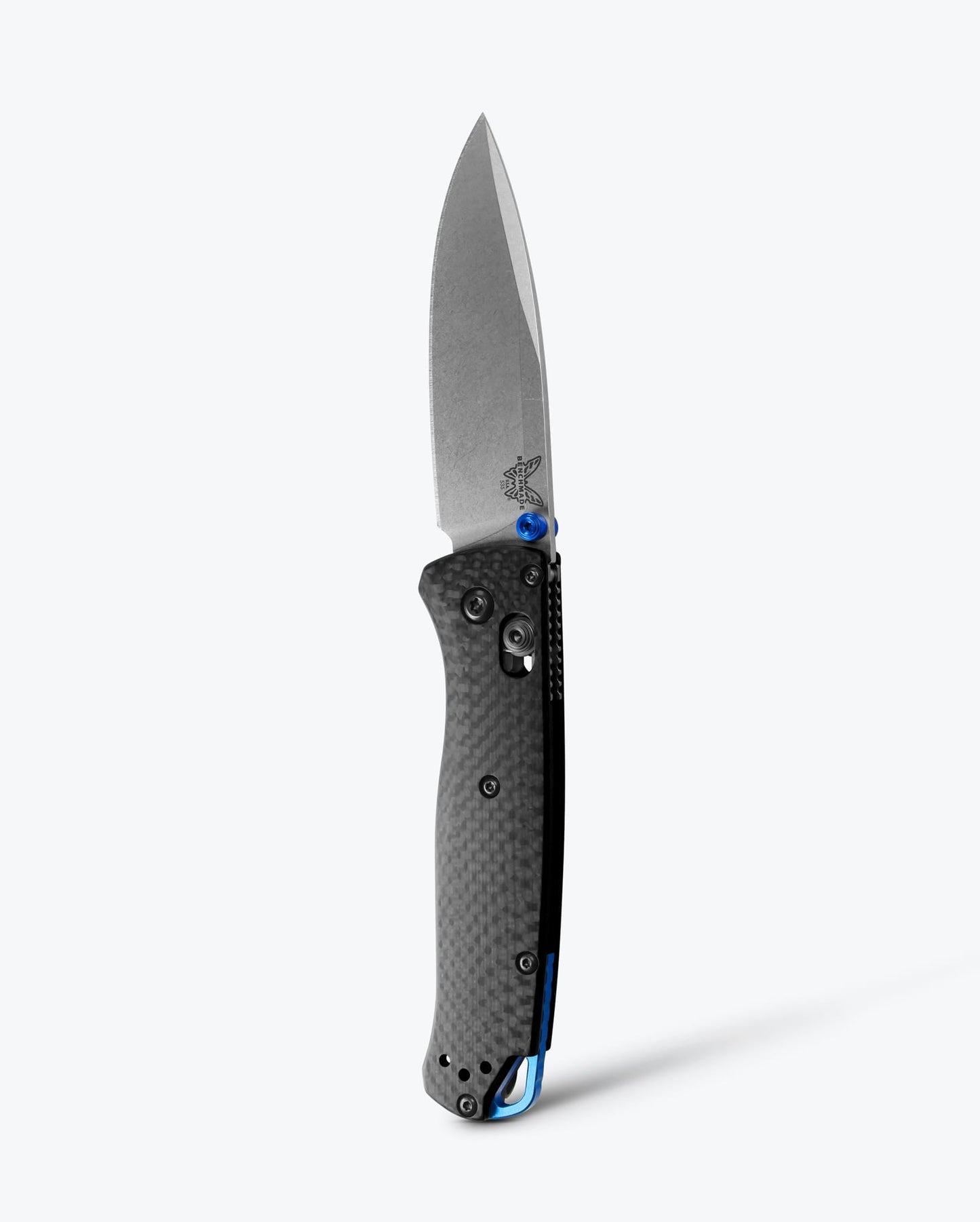 Benchmade Bugout 535-3 front view, 3.24 inch CPM-S90V satin drop-point folding knife