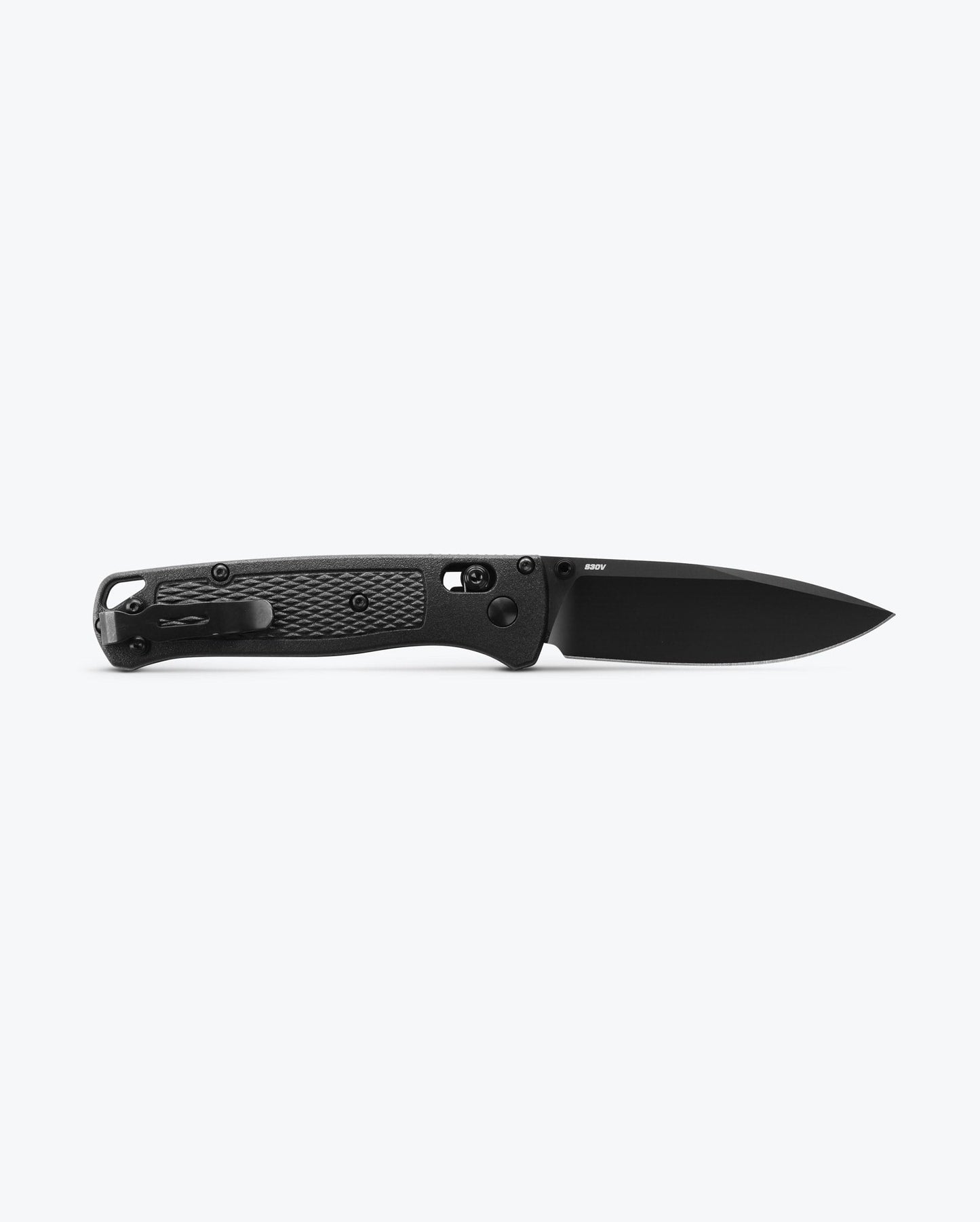 Benchmade Bugout 535BK-2 blade detail, black CPM-S30V drop-point with AXIS Lock