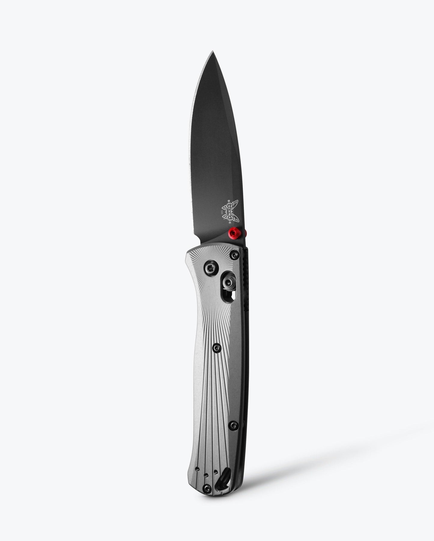 Benchmade Bugout 535BK-4 front view, 3.24 inch M390 black drop-point folding knife