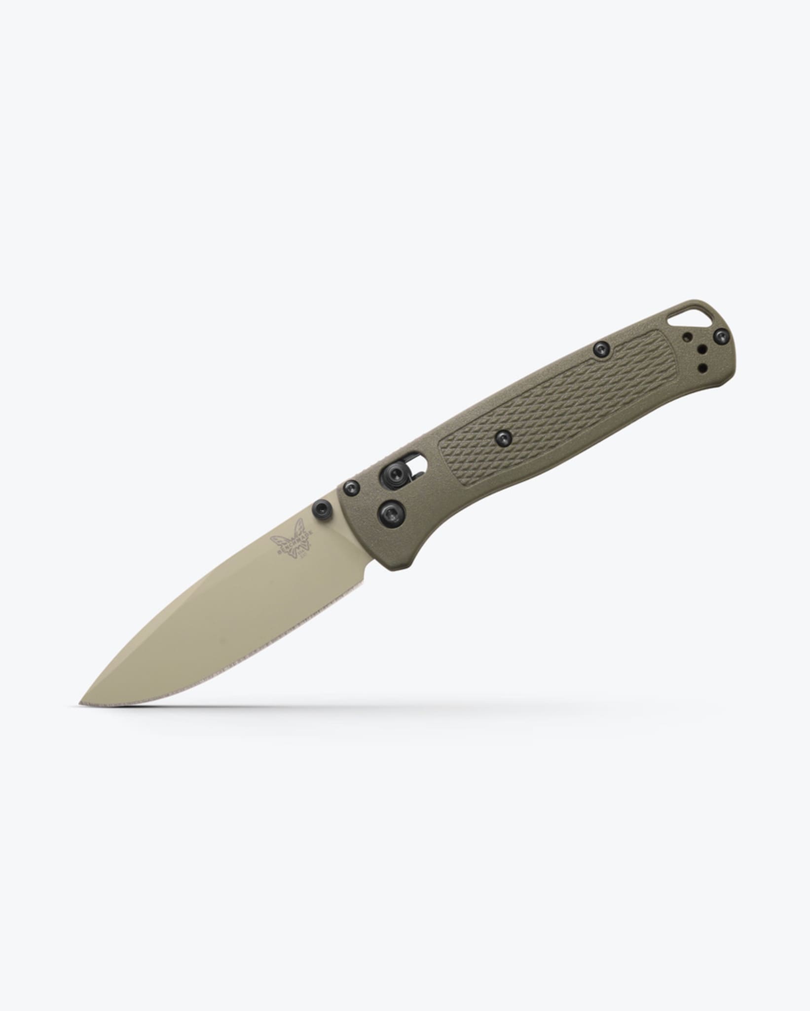 Benchmade Bugout 535TN-11 closed view showing Dark Olive Grivory handle