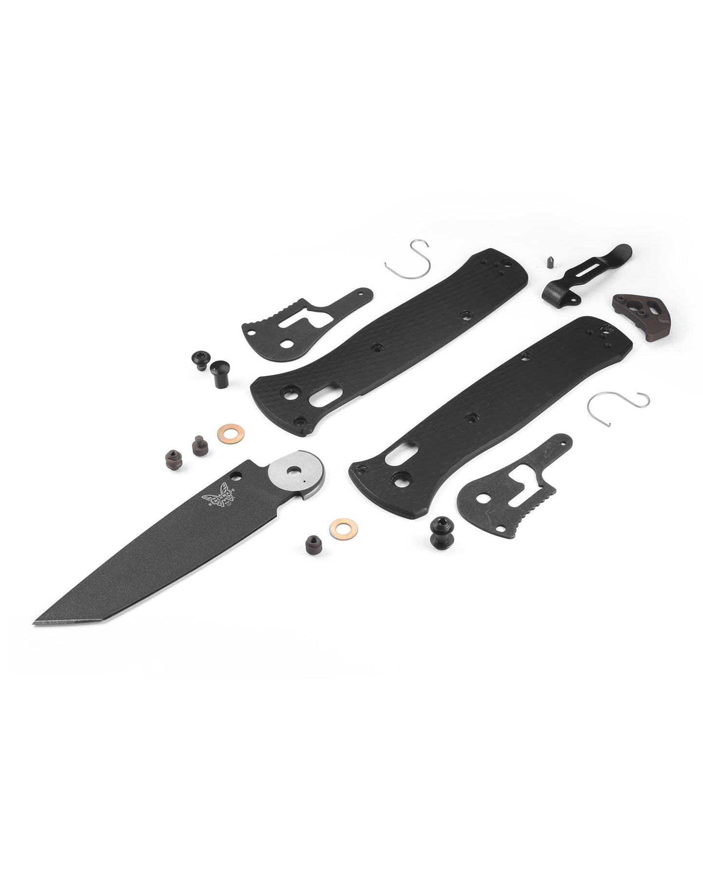 Benchmade Bailout 537GY-03 black anodized aluminum handle and component detail