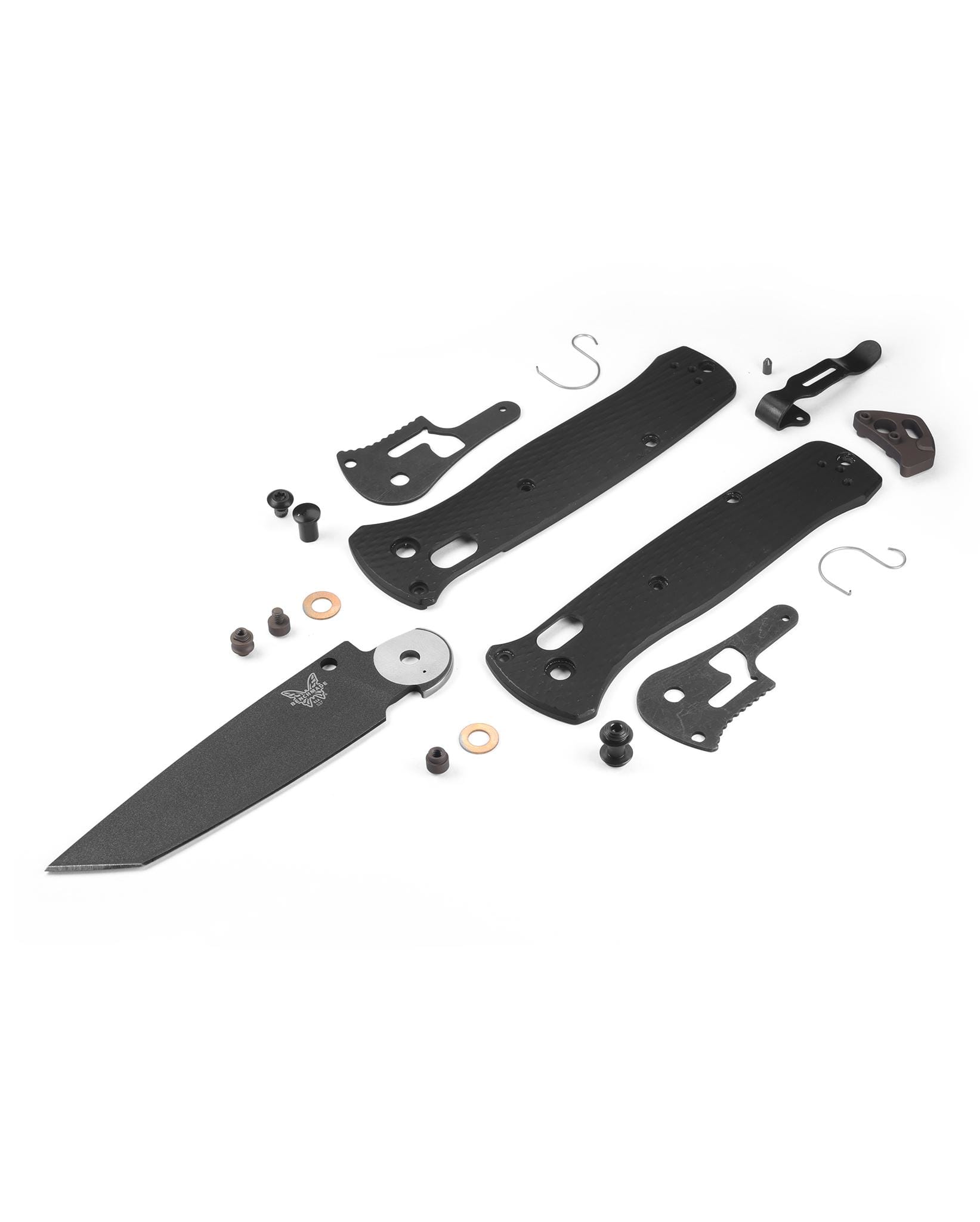 Benchmade Bailout 537GY-03 black anodized aluminum handle and component detail