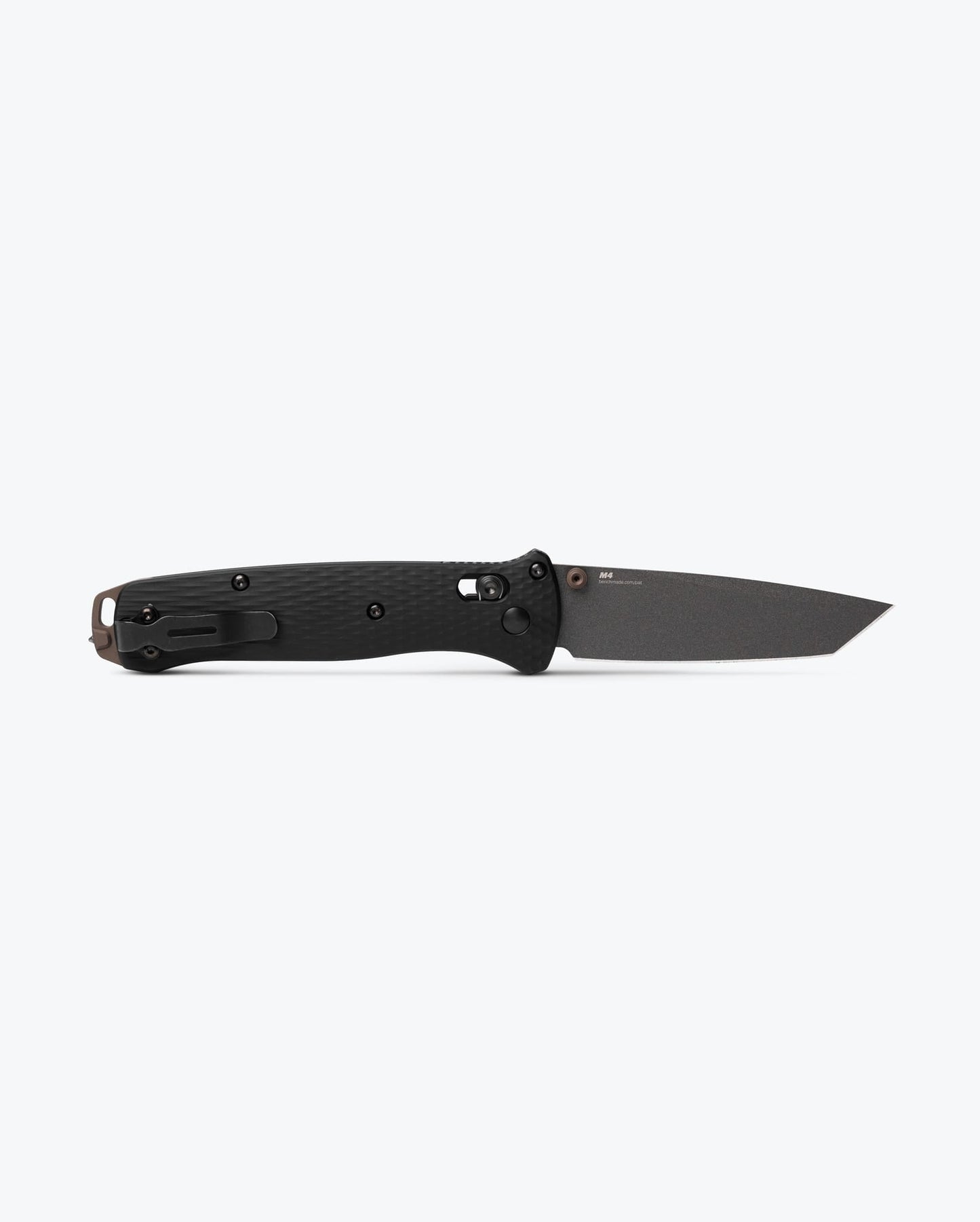 Benchmade Bailout 537GY-03 blade detail, Tungsten Gray Cerakote CPM-M4 tanto