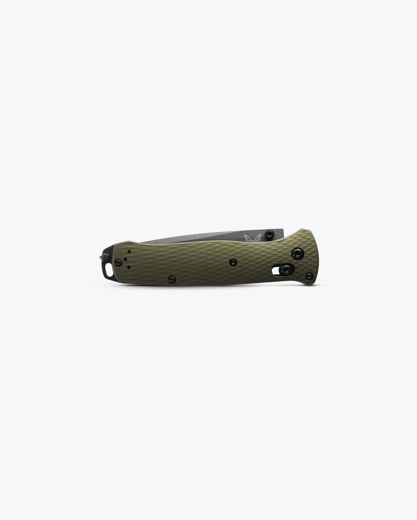Benchmade Bailout 537GY-1 closed view showing Woodland Green aluminum handle