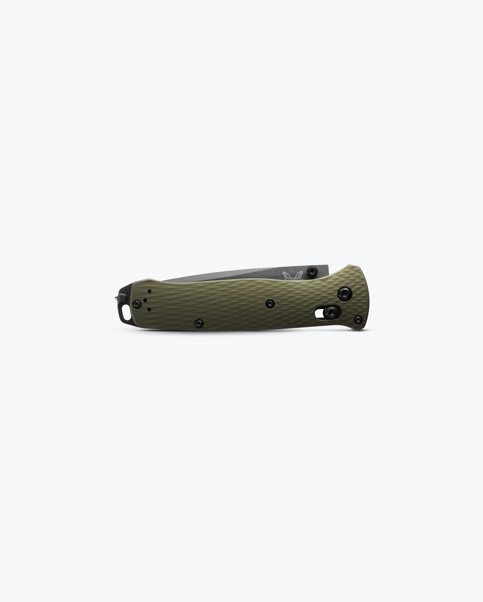 Benchmade Bailout 537GY-1 closed view showing Woodland Green aluminum handle