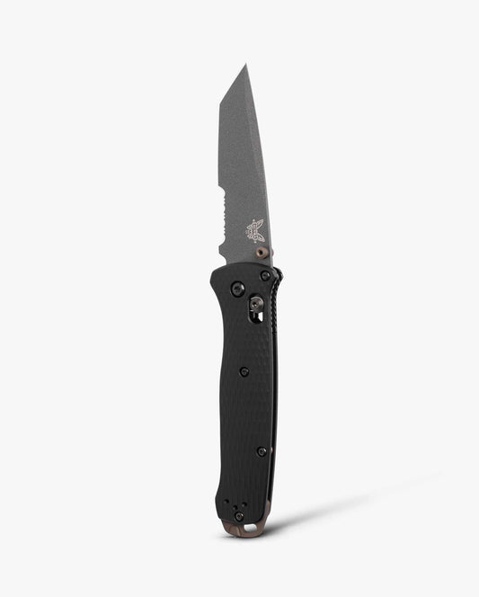 Benchmade Bailout 537SGY-03 front view, 3.38 inch CPM-M4 Tungsten Gray serrated tanto folding knife