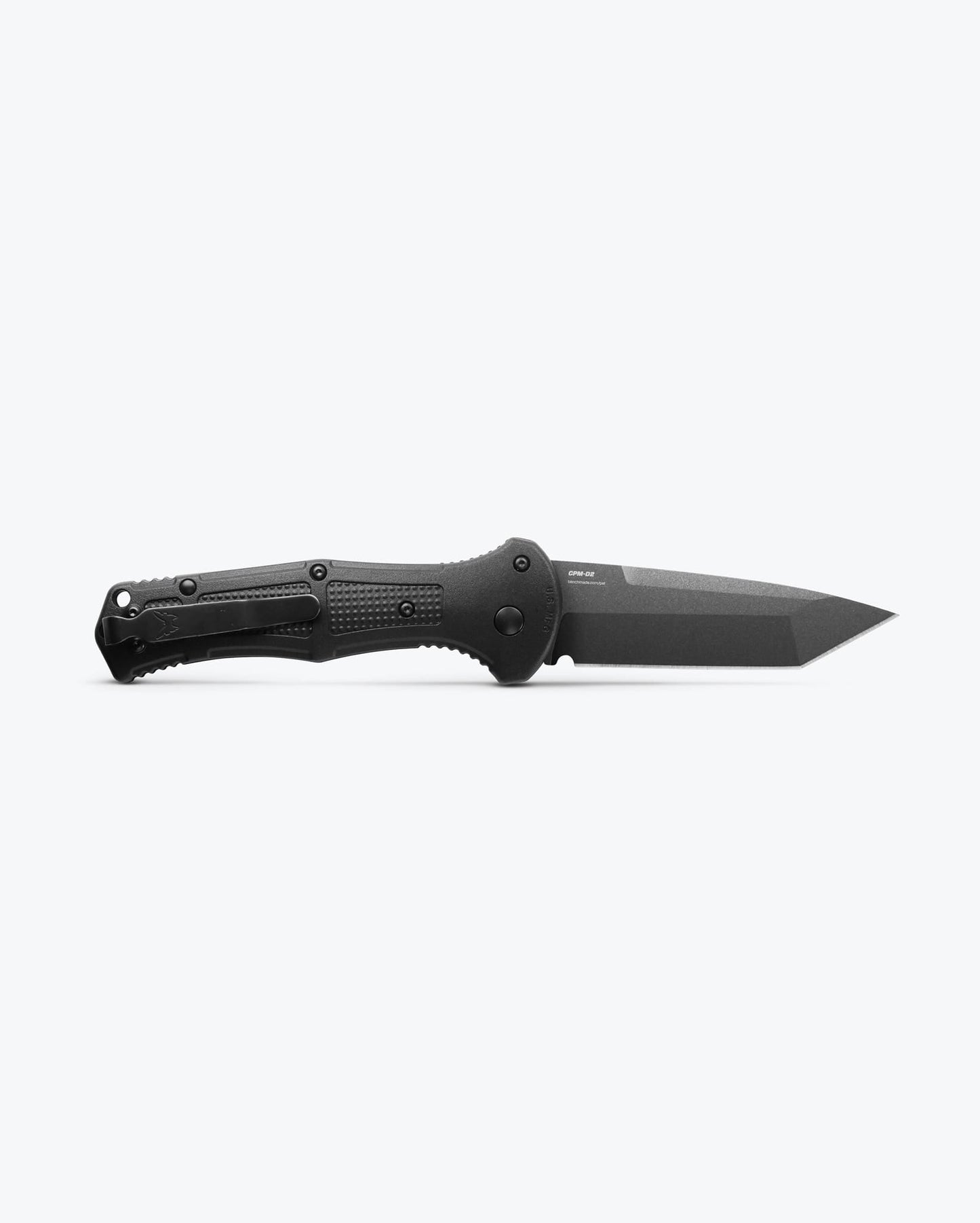 Benchmade Claymore 9071BK blade detail, cobalt black CPM-D2 tanto