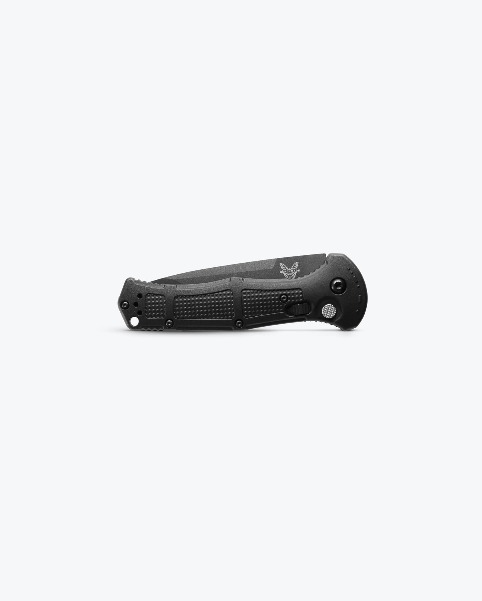 Benchmade Claymore 9071BK closed view showing black Grivory handle