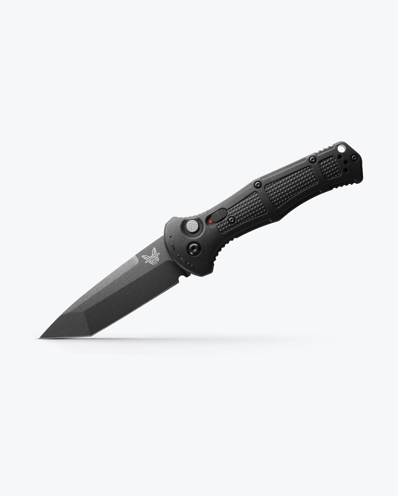 Benchmade Claymore 9071BK open position showing CPM-D2 tanto blade