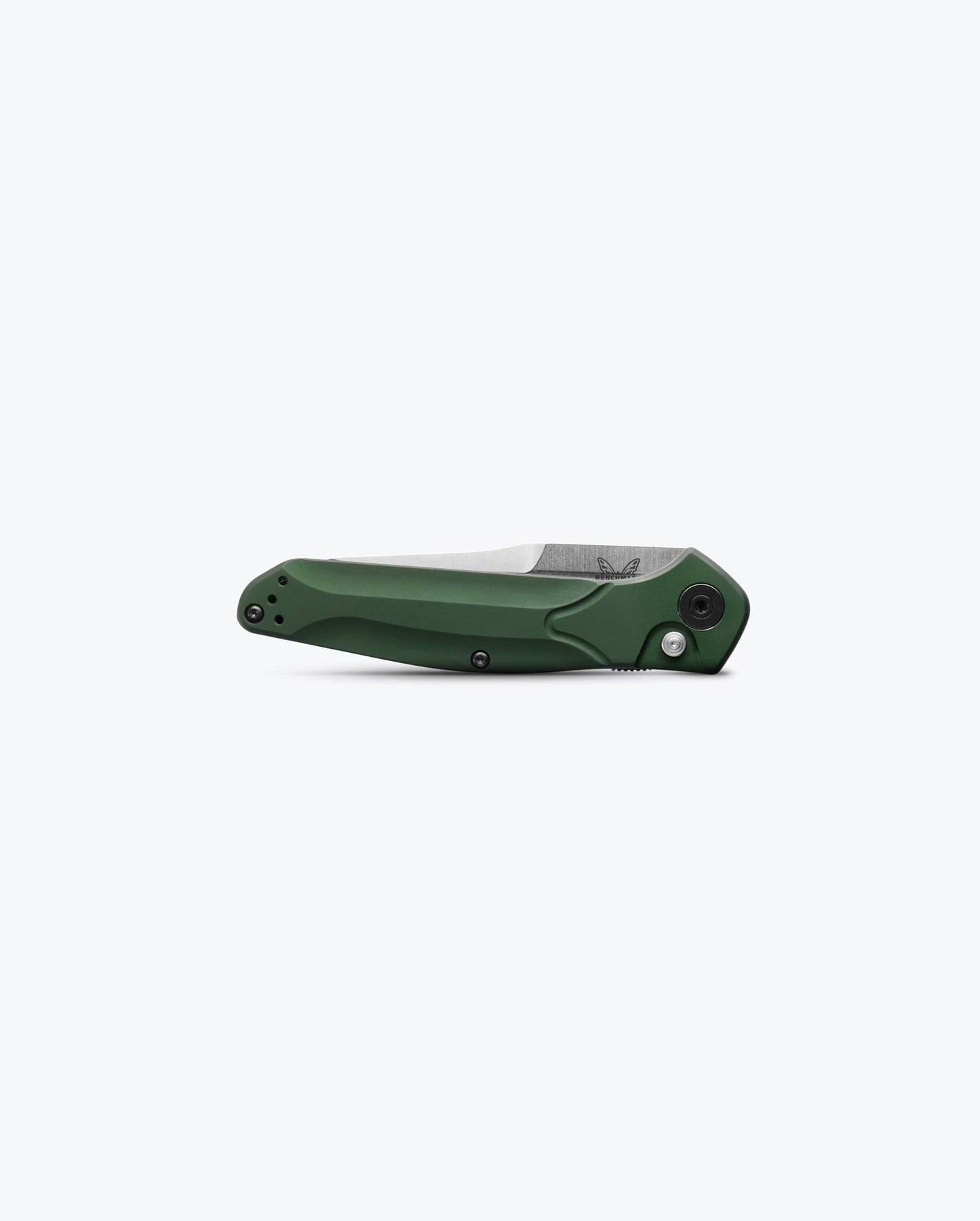 Benchmade Auto Osborne 9400 closed view showing green aluminum handle and push button