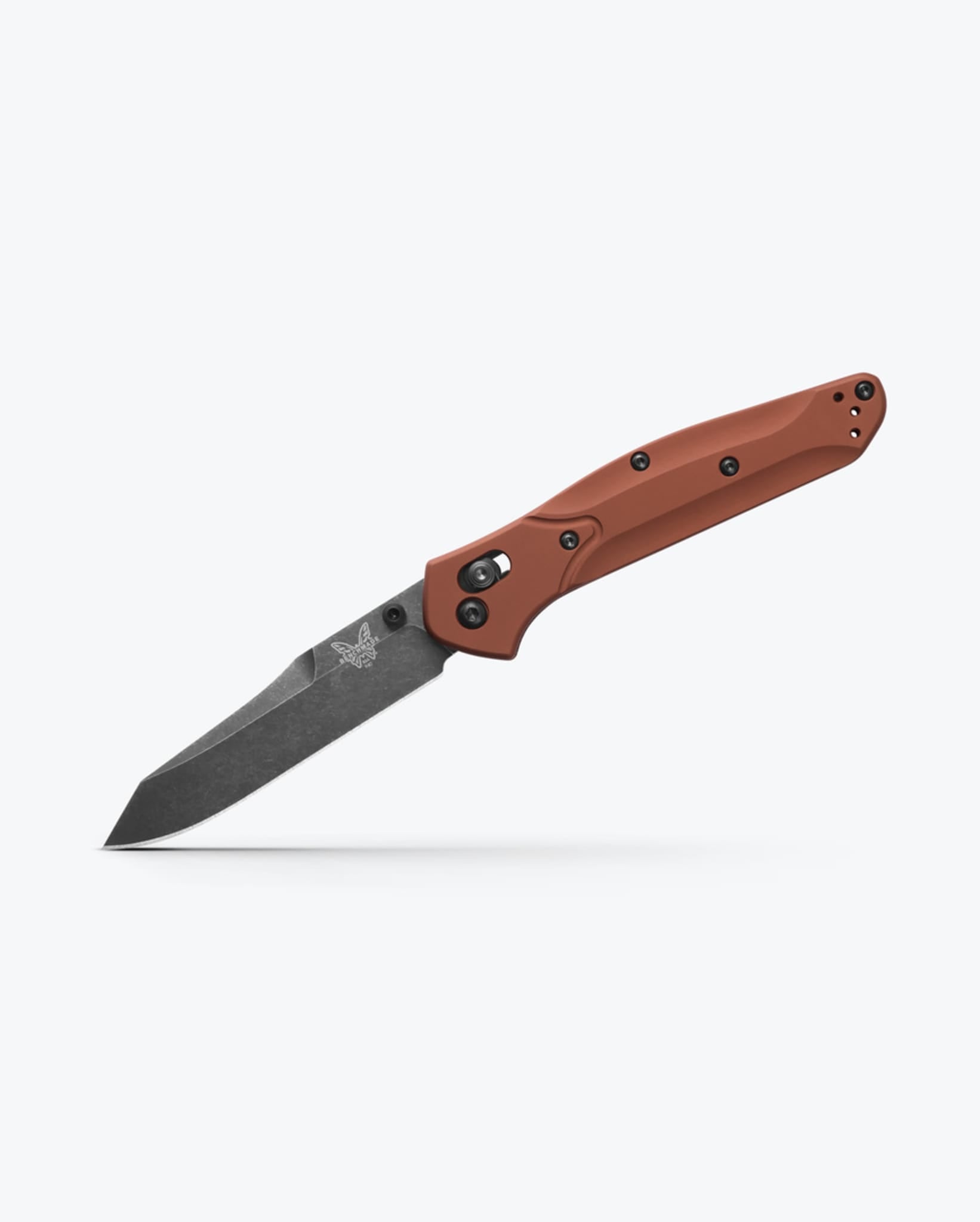 Benchmade Osborne 940BK-03 open position showing CPM-MagnaCut reverse tanto blade