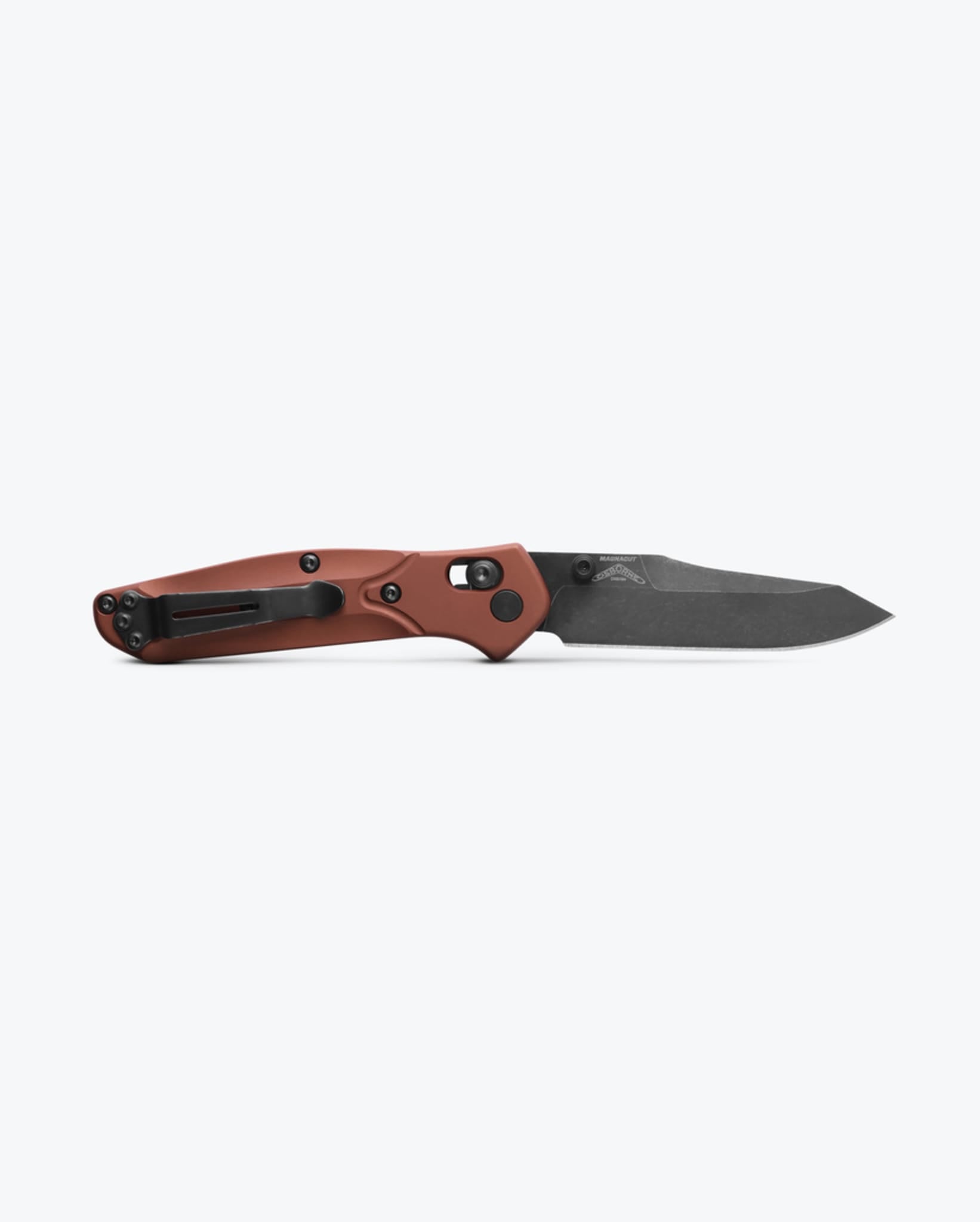 Benchmade Mini Osborne 945BK-03 blade detail, DLC Battlewash CPM-MagnaCut reverse tanto