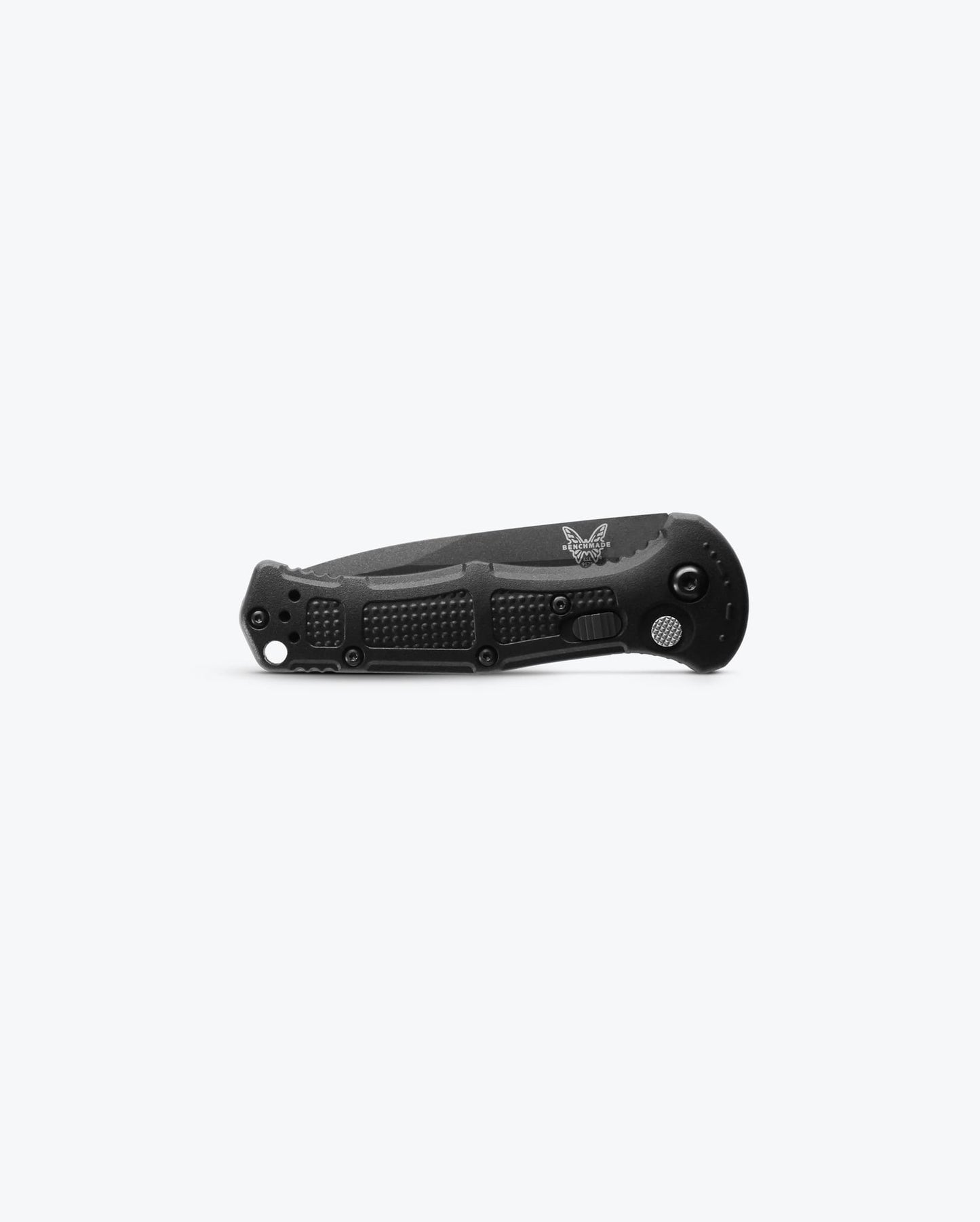 Benchmade Mini Claymore 9570BK closed view showing black Grivory handle