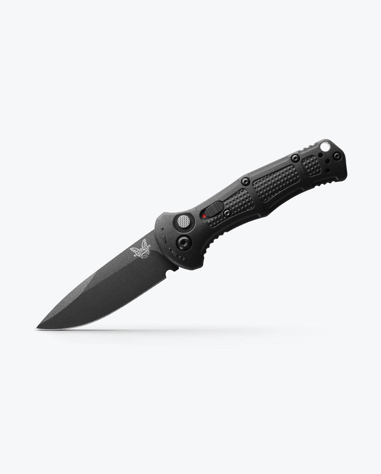 Benchmade Mini Claymore 9570BK open position showing CPM-D2 drop-point blade