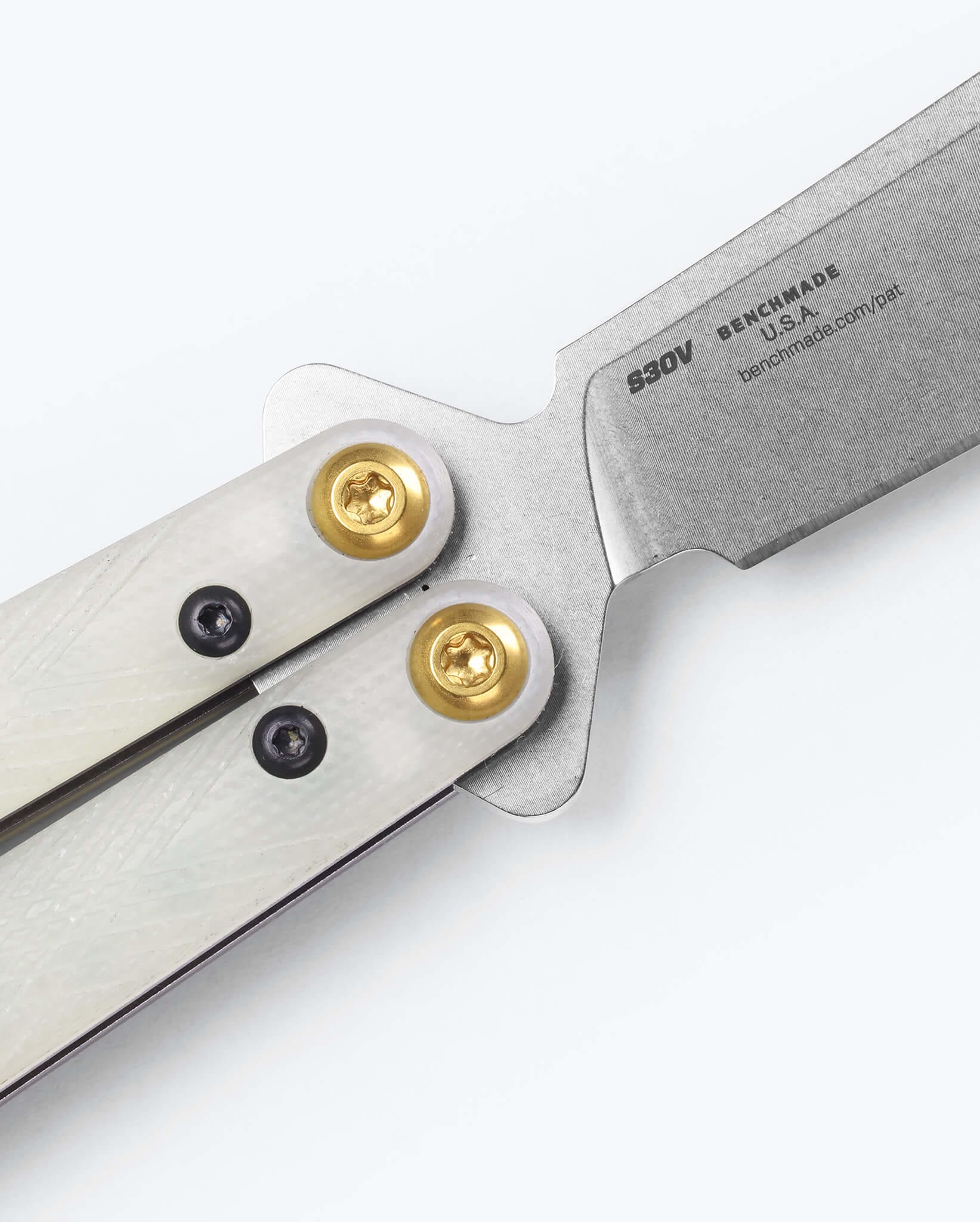 Benchmade Necron 99 pivot and adjustable weight hardware detail