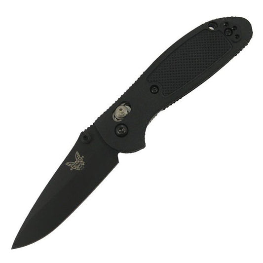 Benchmade Mini Griptilian 556BK front view - 2.91" black 154CM drop point folding knife