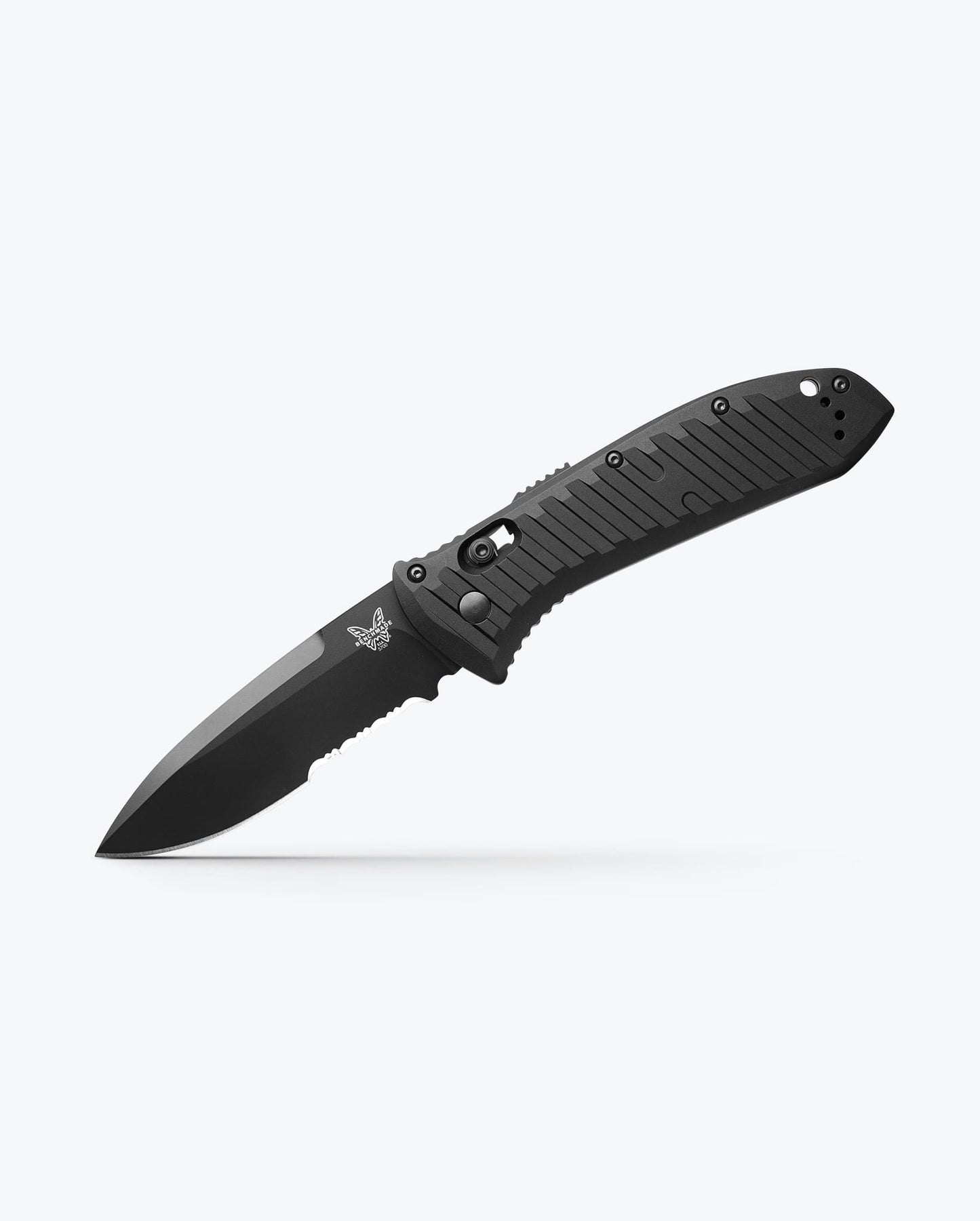Benchmade Auto Presidio II 5700SBK open position showing CPM-S30V drop point blade