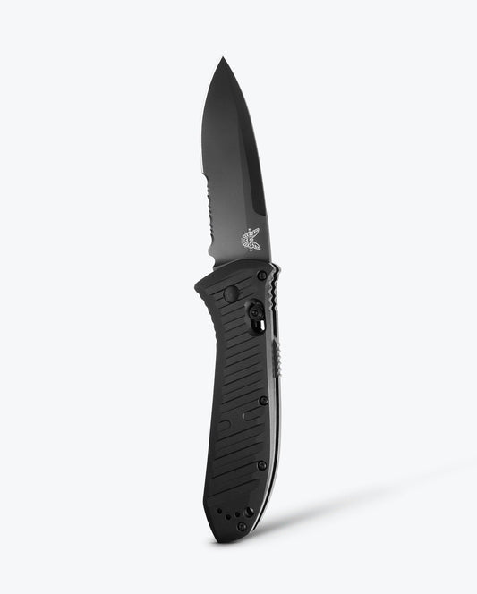 Benchmade Auto Presidio II 5700SBK front view – 3.72″ CPM-S30V drop point black aluminum automatic knife