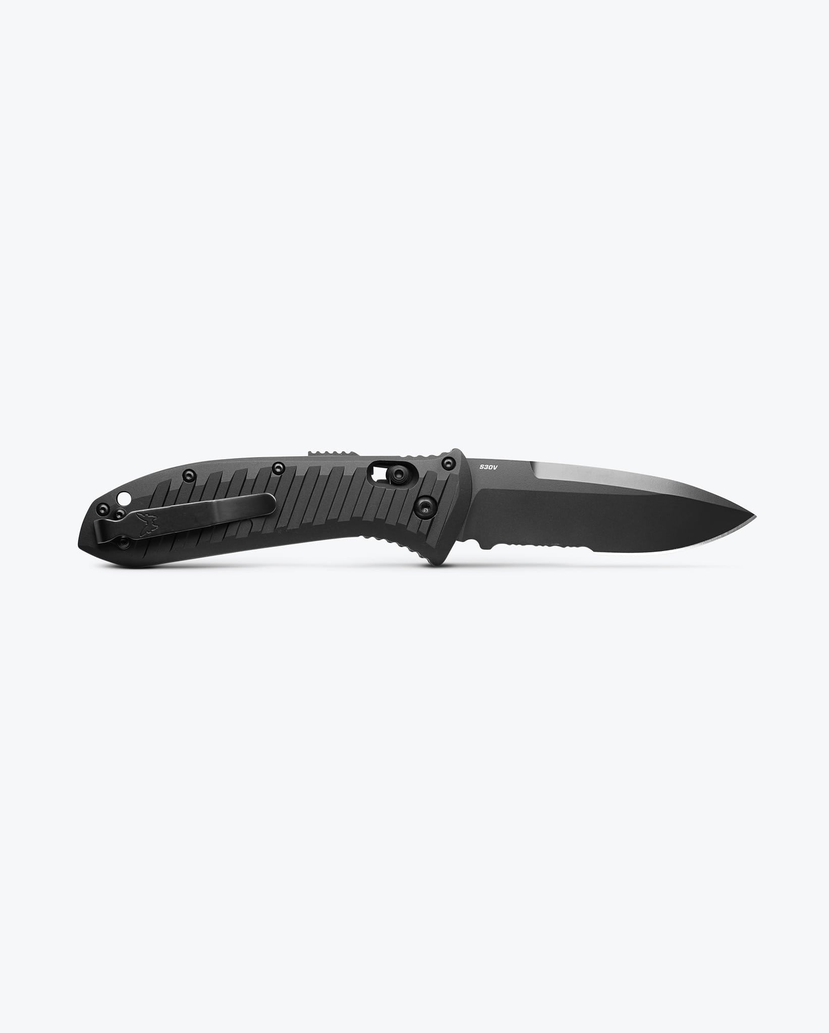 Benchmade Auto Presidio II 5700SBK blade detail – CPM-S30V drop point
