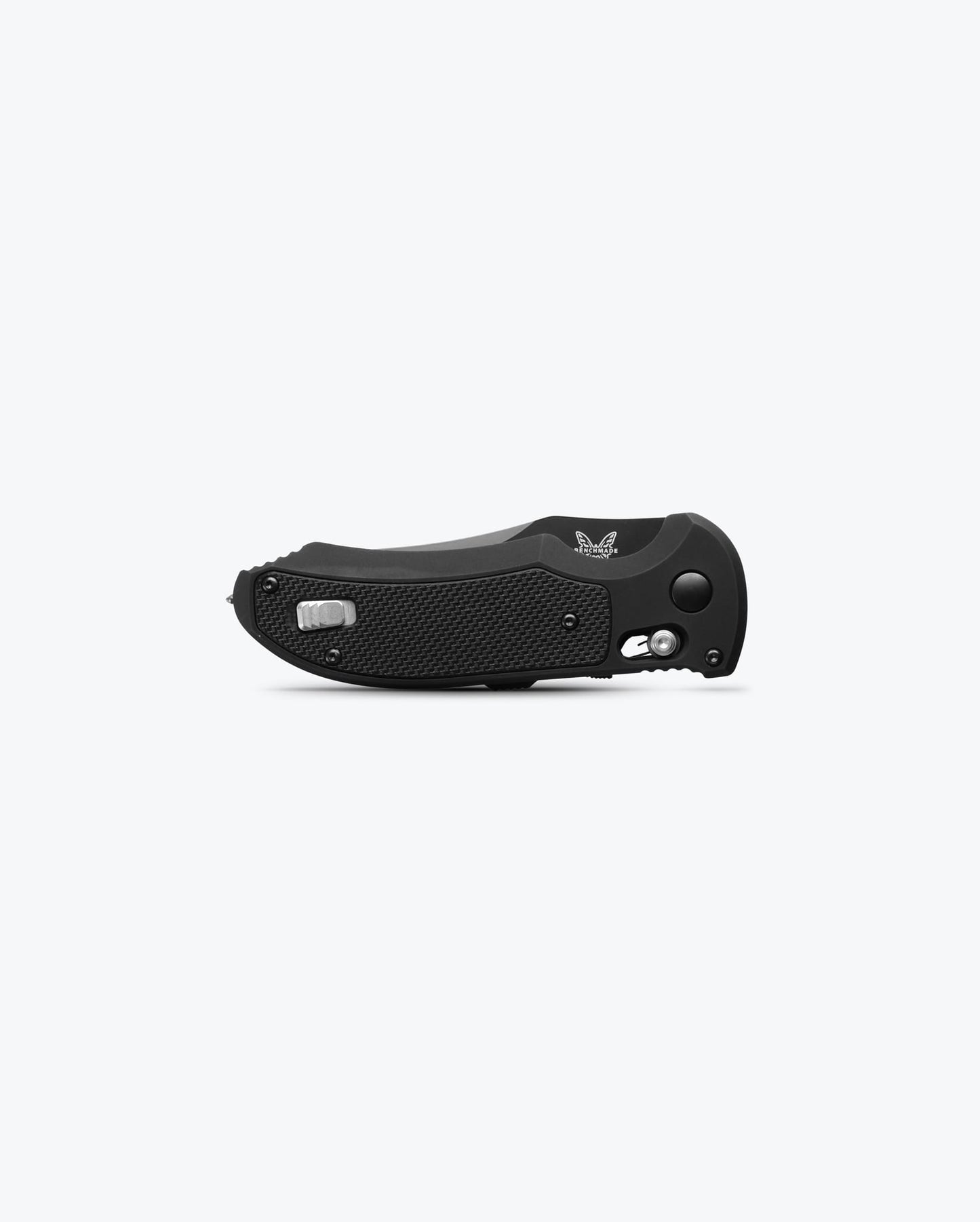 Benchmade Auto Triage 9170SBK closed view with black aluminum and G10 handle