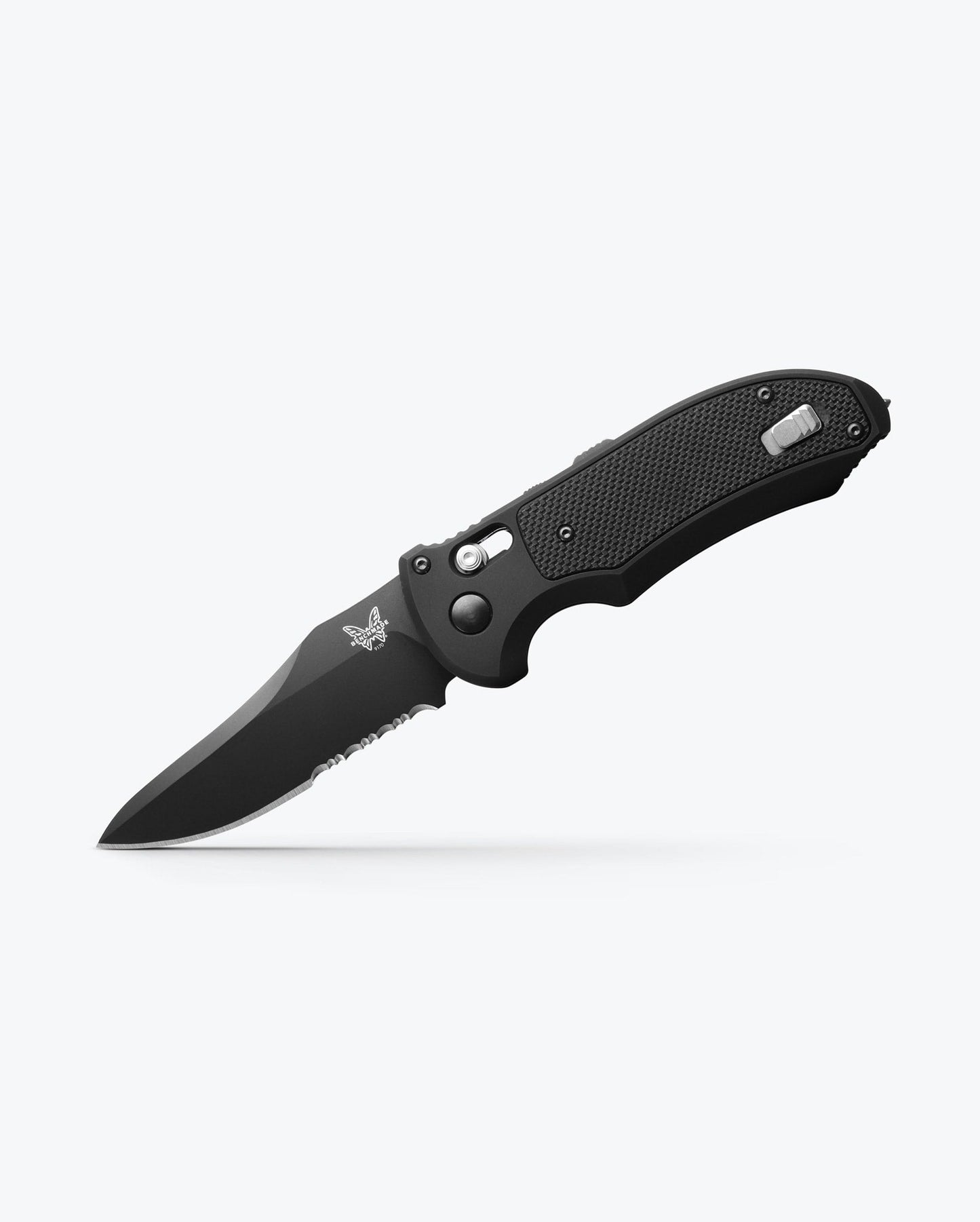 Benchmade Auto Triage 9170SBK open position showing N680 sheepsfoot blade