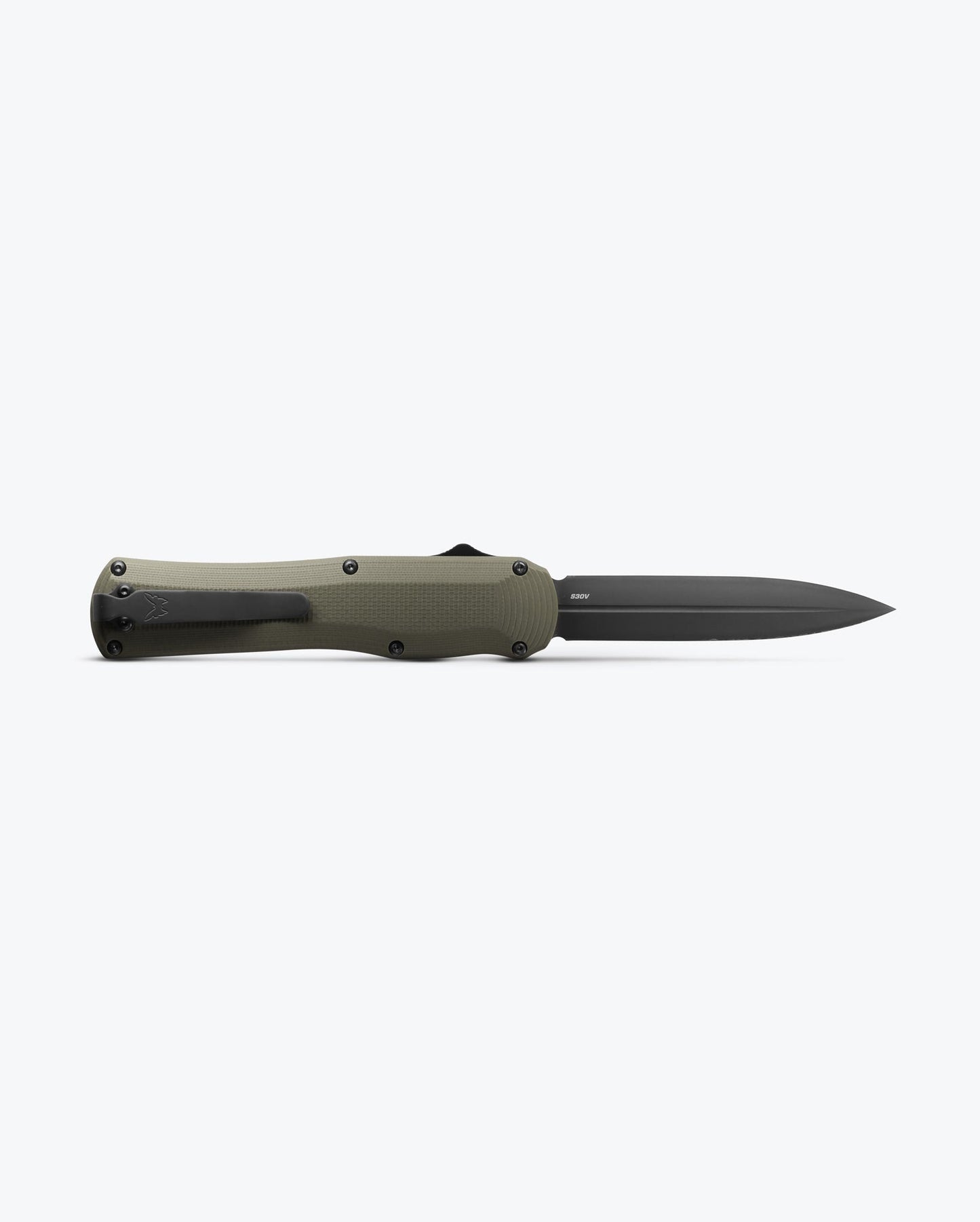 Benchmade Autocrat 3400BK-1 open position showing black coated S30V dagger blade