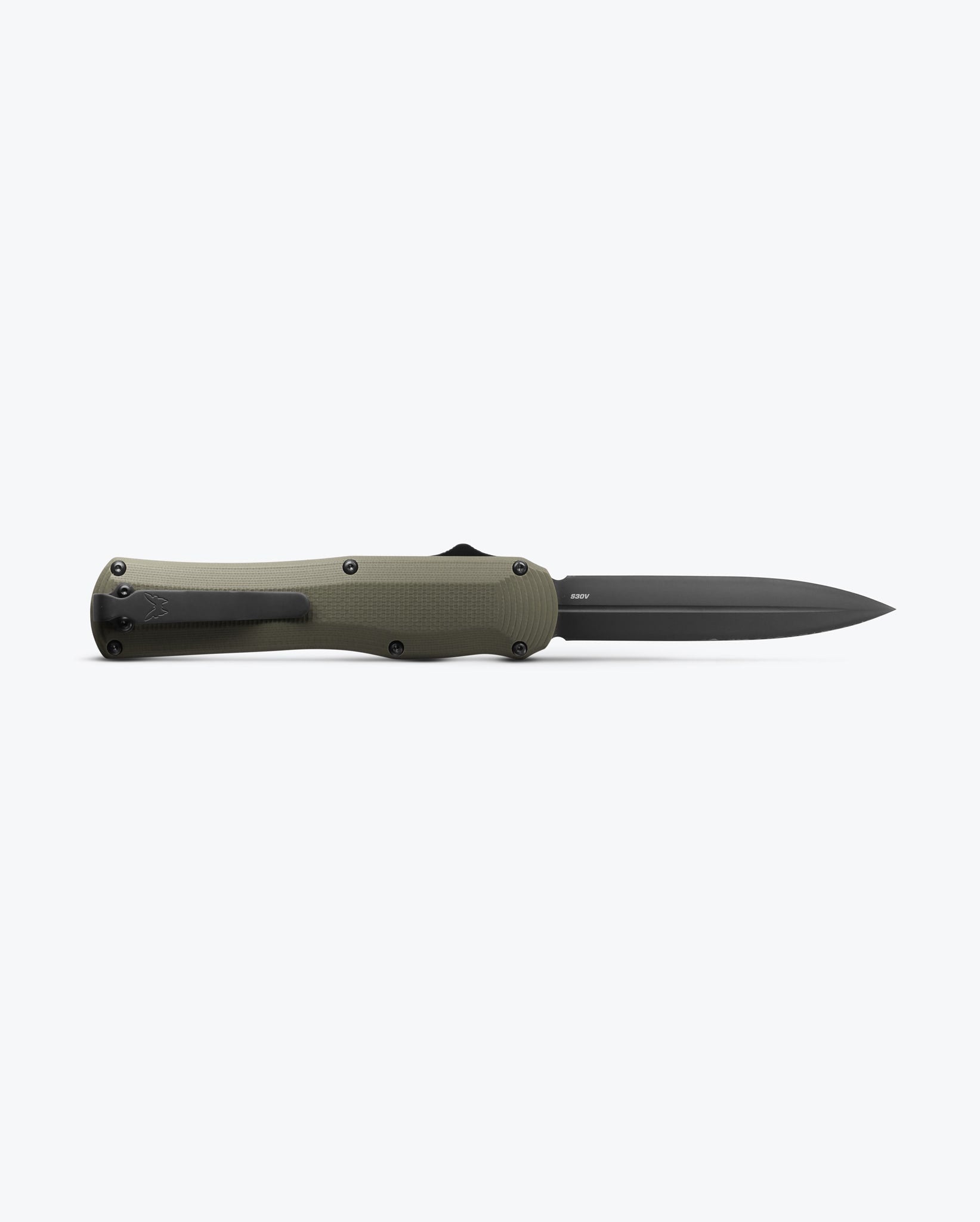 Benchmade Autocrat 3400BK-1 open position showing black coated S30V dagger blade