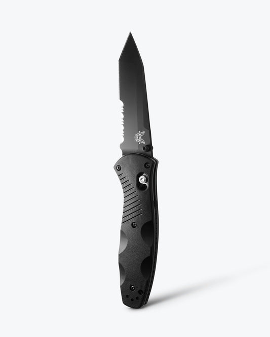 Benchmade Barrage 583SBK front view – 3.60″ black 154CM tanto combo-edge folding knife