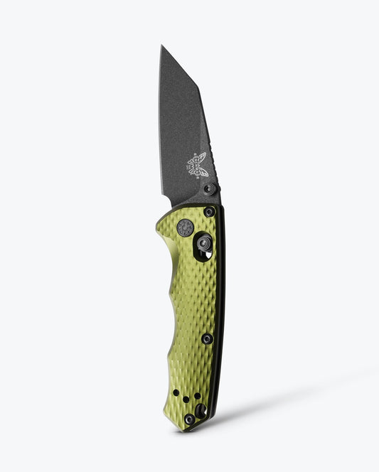 Benchmade Full Immunity 290BK-2 front view – 2.49″ cobalt black CPM-M4 wharncliffe woodland green aluminum folding knife