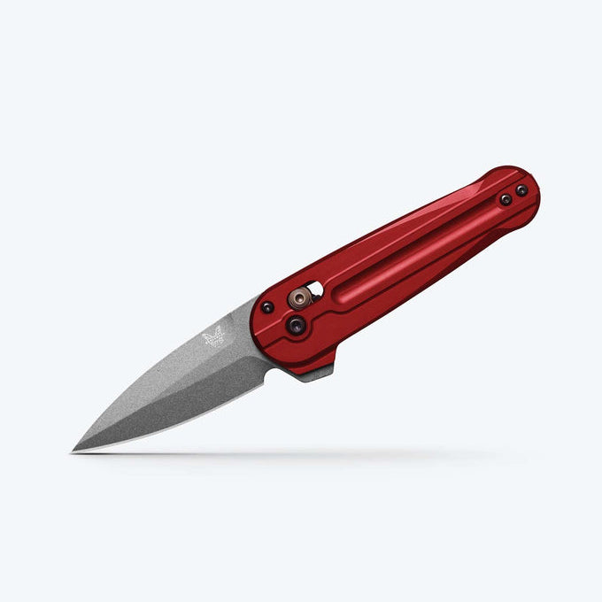 Benchmade Lowden 491GY-01 Folding Knife M390 Spear-Point, Phoenix Red Aluminum