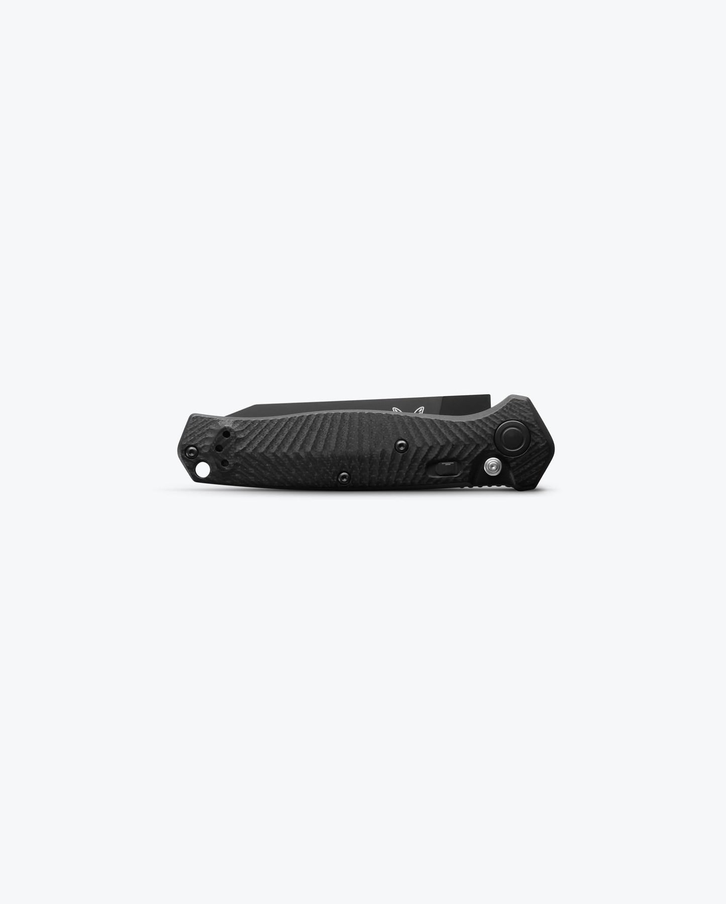 Benchmade Mediator 8551BK closed view – milled chevron black G10 handle