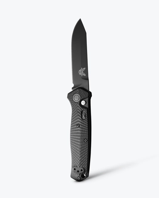 Benchmade Mediator 8551BK front view open – 3.30" black CPM-S90V reverse tanto automatic knife