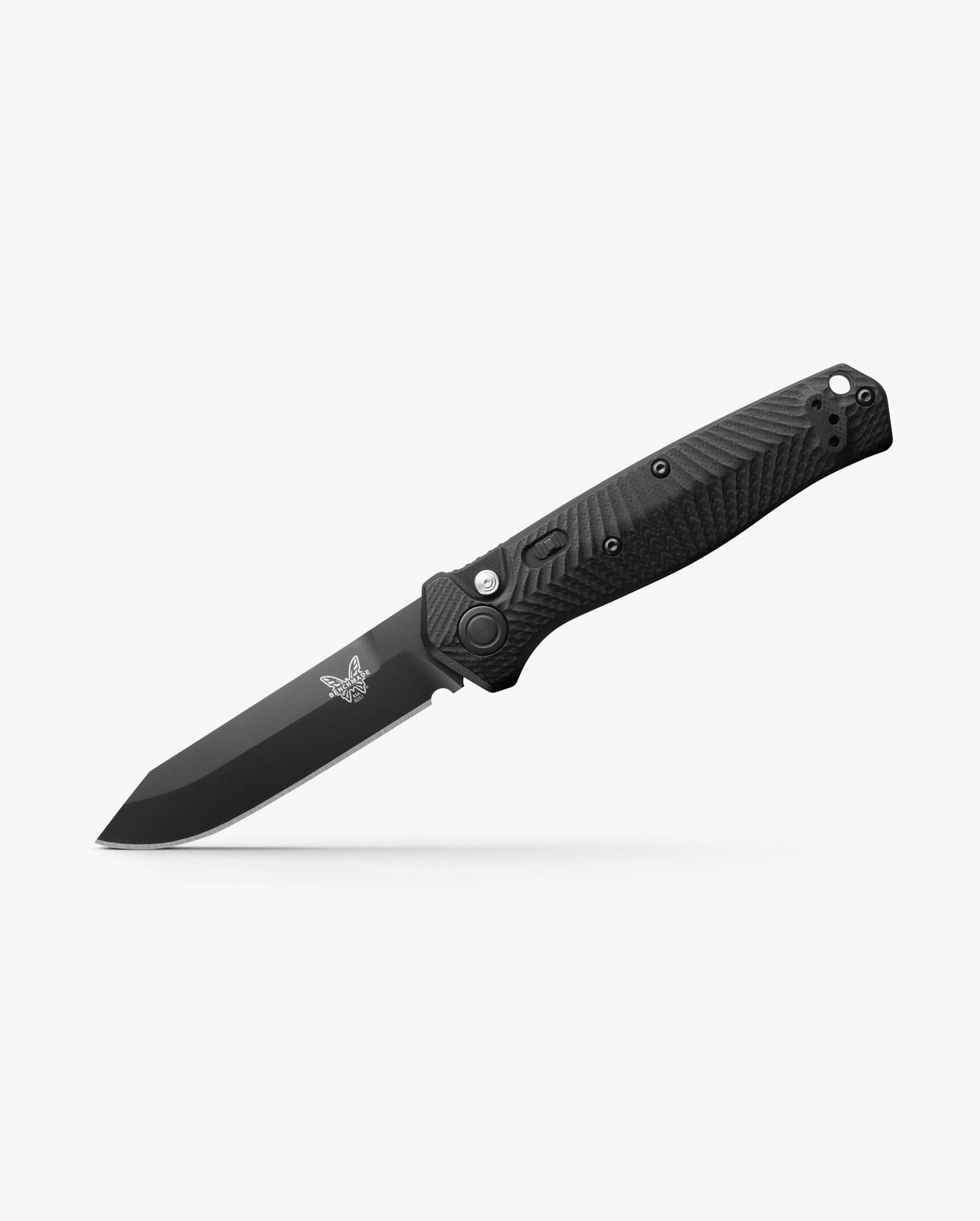 Benchmade Mediator 8551BK open position showing CPM-S90V reverse tanto blade