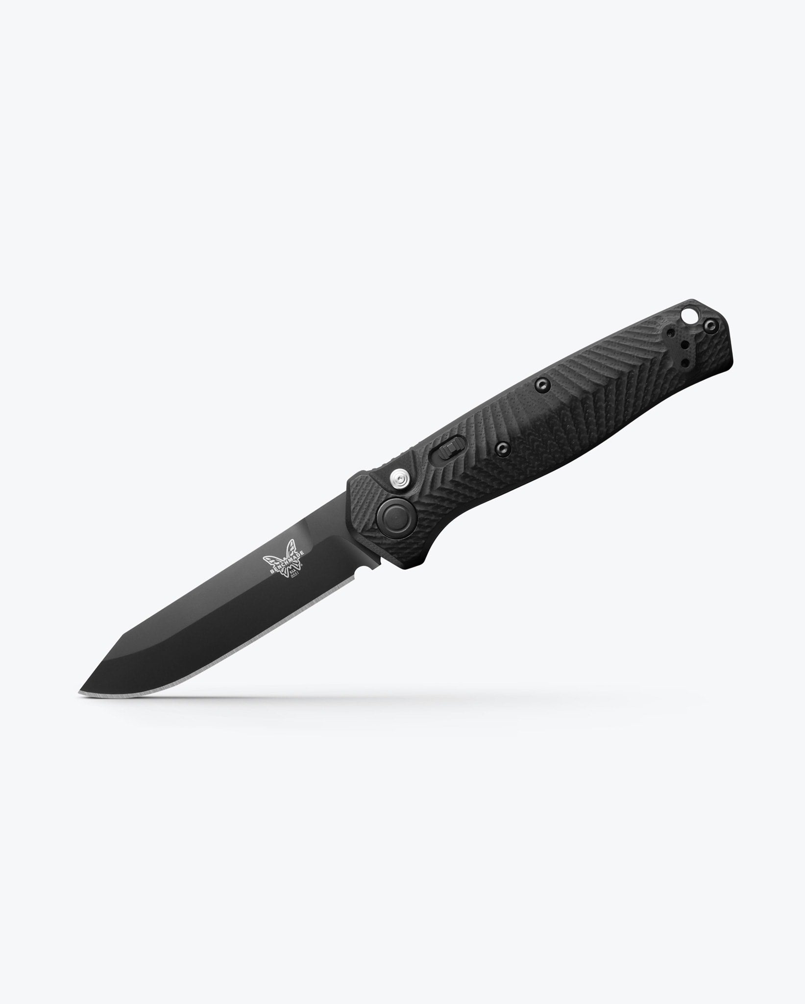 Benchmade Mediator 8551BK open position showing CPM-S90V reverse tanto blade