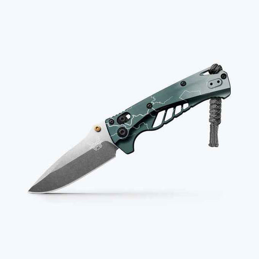 Benchmade Mini Adira Abel Dark Waters 18065-ABEL1 front view – 3.21″ MagnaCut drop point folding knife