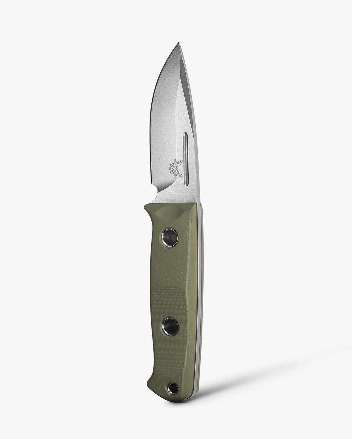 Benchmade Mini Bushcrafter 165-1 product photo - 3.38in CPM-S30V drop point, OD Green G10 fixed blade