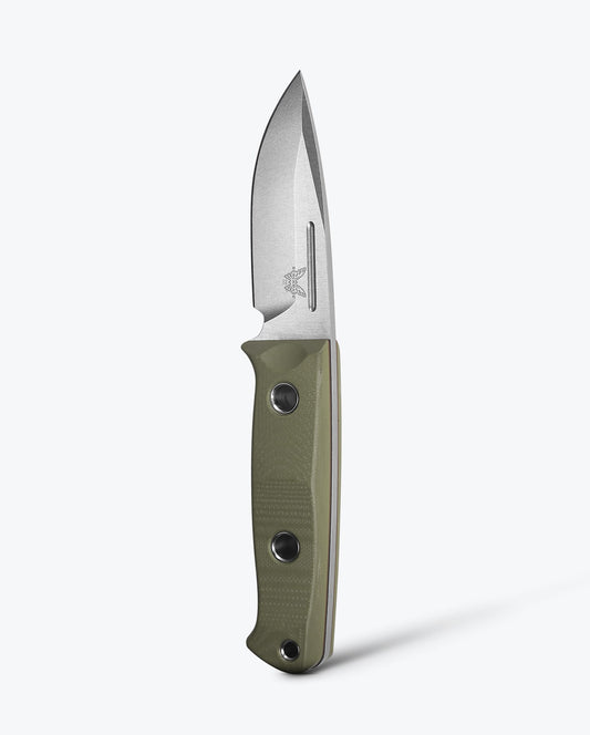 Benchmade Mini Bushcrafter 165-1 product photo - 3.38in CPM-S30V drop point, OD Green G10 fixed blade
