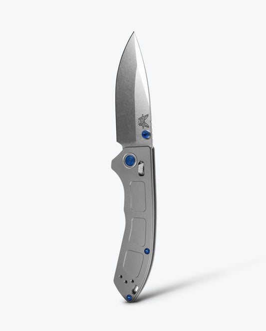 Benchmade Mini Narrows 743 product photo - 2.98in CPM-20CV drop point, gray titanium AXIS Lock folder