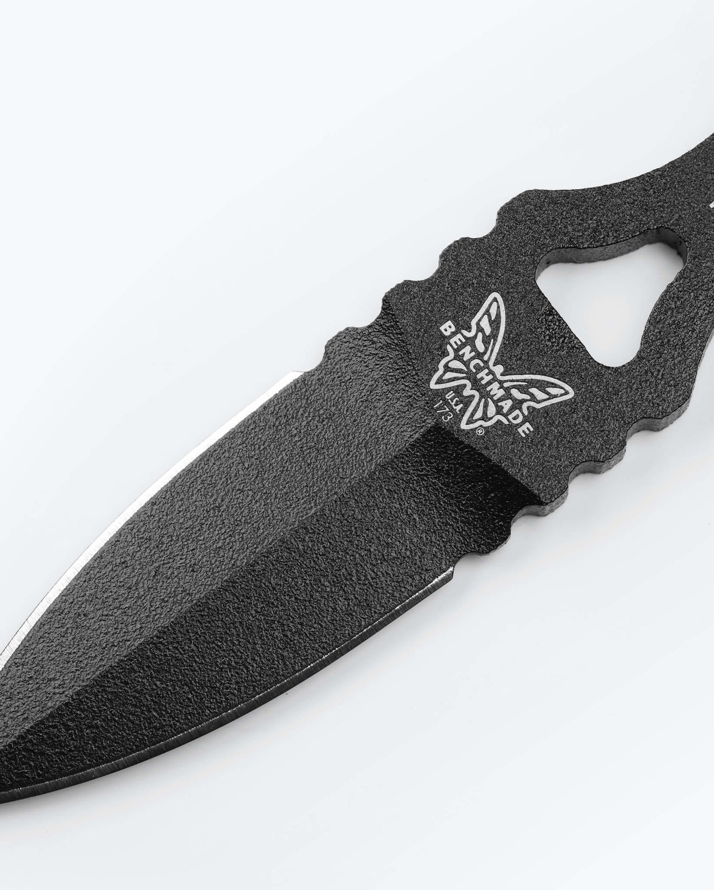Benchmade Mini SOCP 173BK blade detail - double-edge 440C dagger