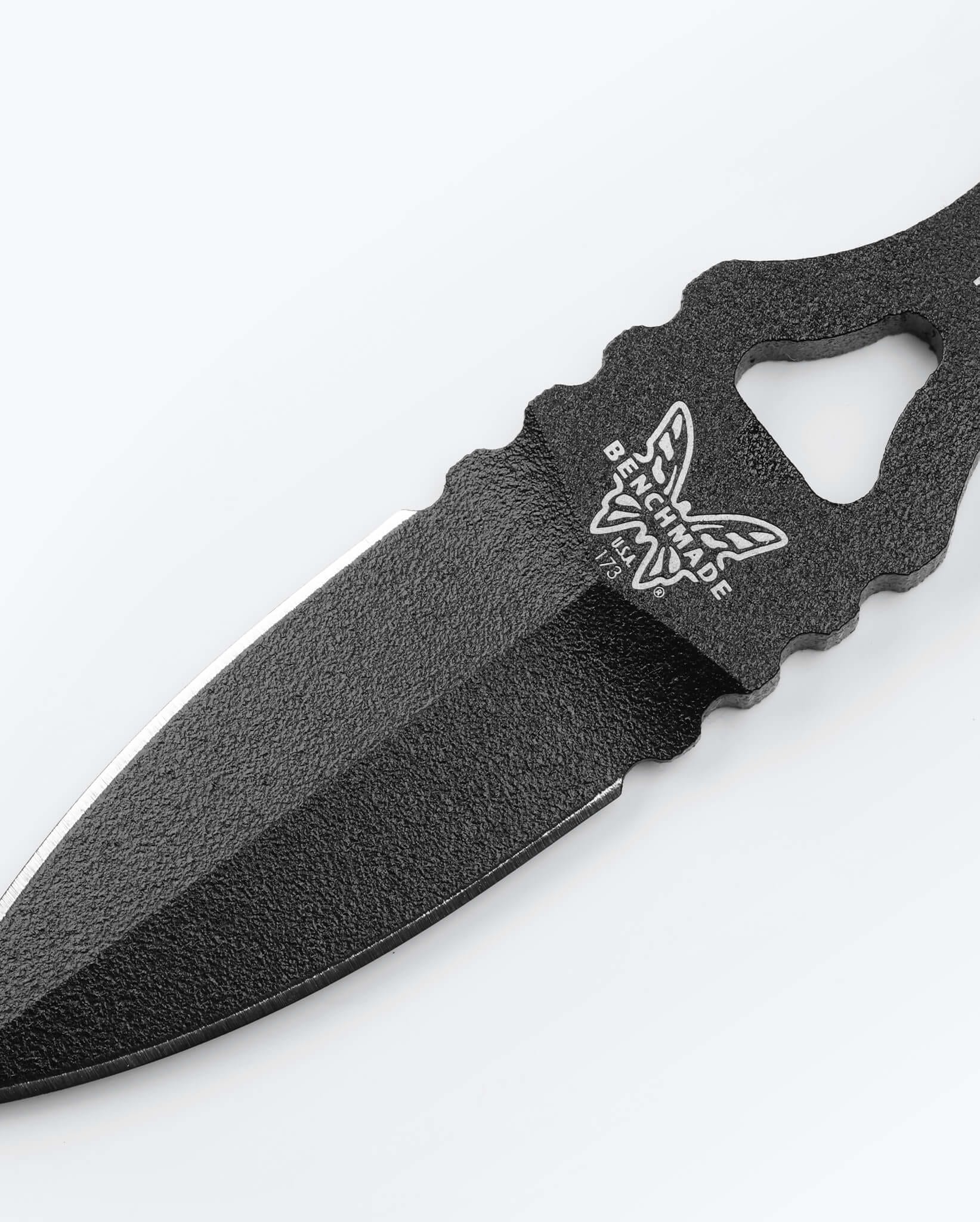 Benchmade Mini SOCP 173BK blade detail - double-edge 440C dagger