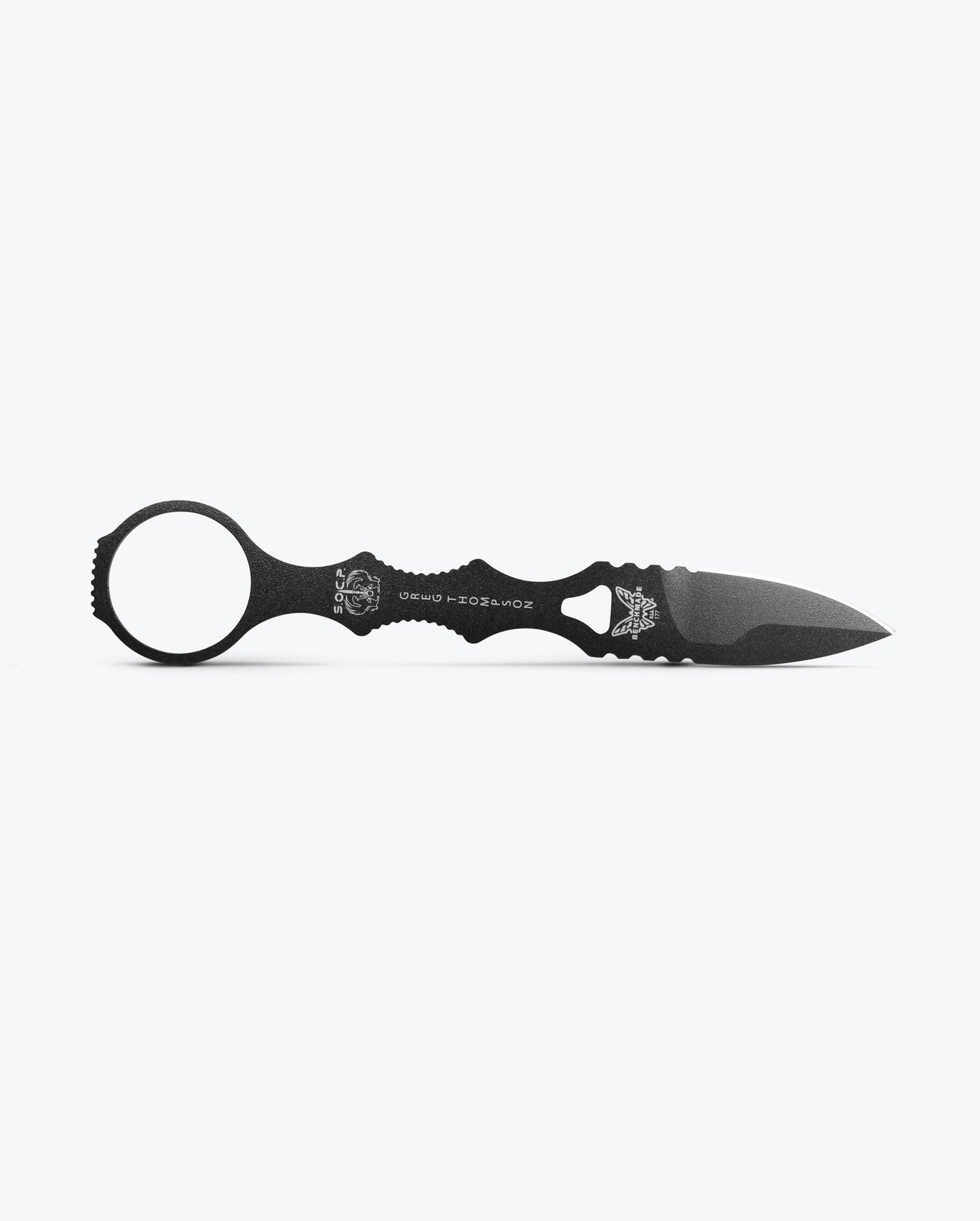 Benchmade Mini SOCP 177BK blade detail - single-edge 440C spear point